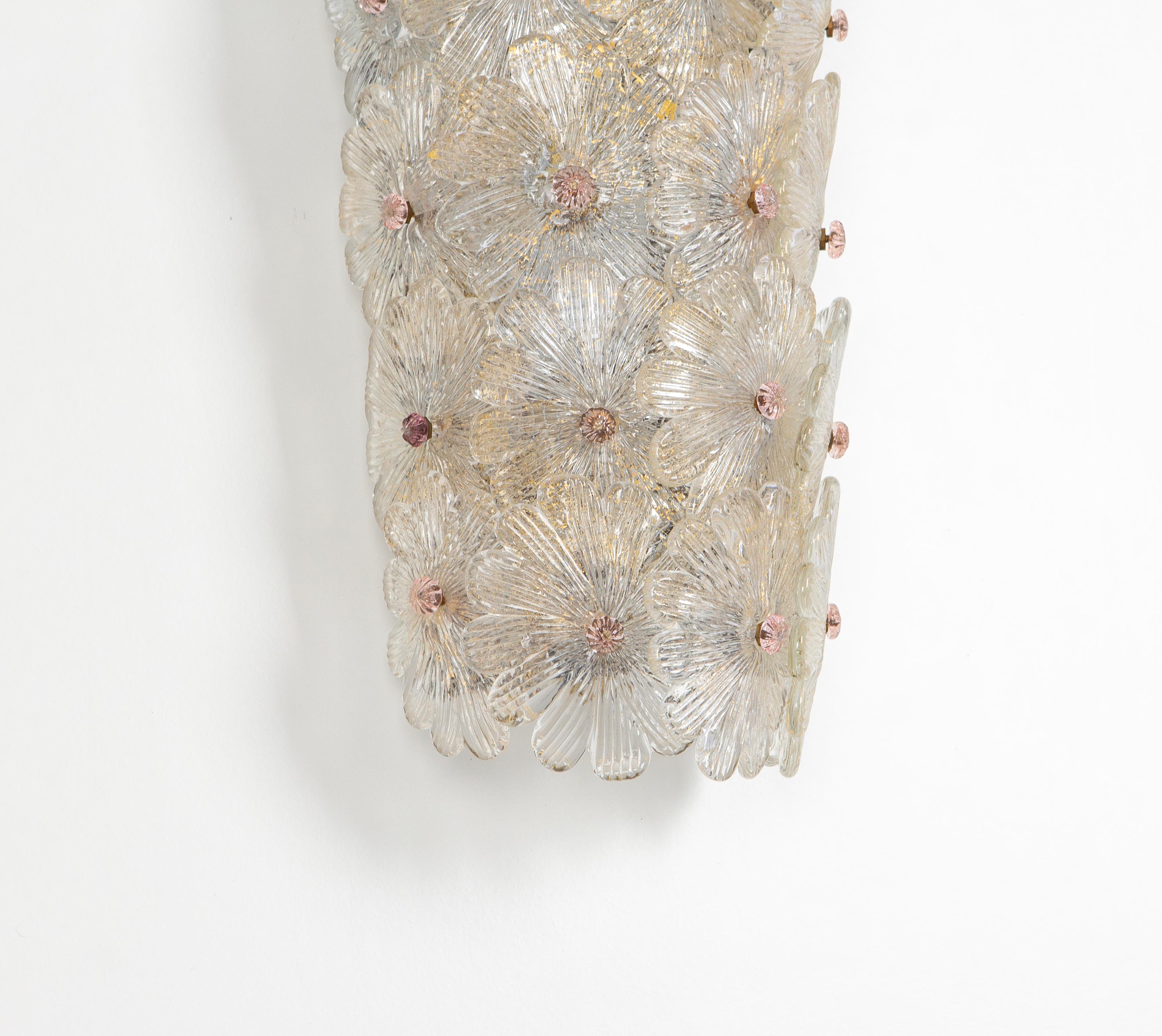 Late 20th Century Single Large Murano Glass Wall Sconce by Barovier & Toso, Italy, 1970s For Sale
