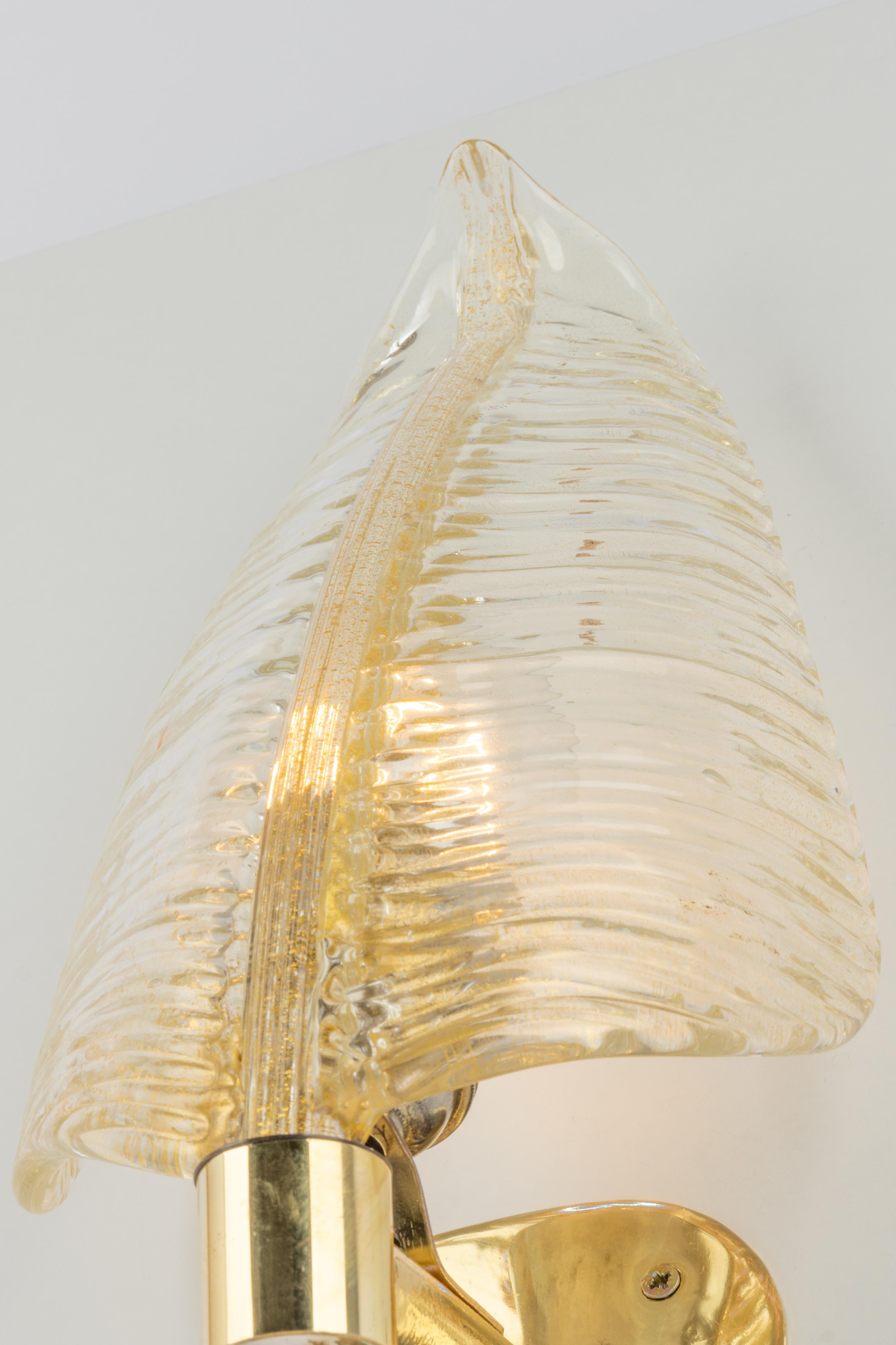 Brass Single Large Murano Glass Wall Sconce by Barovier & Toso, Italy, 1970s