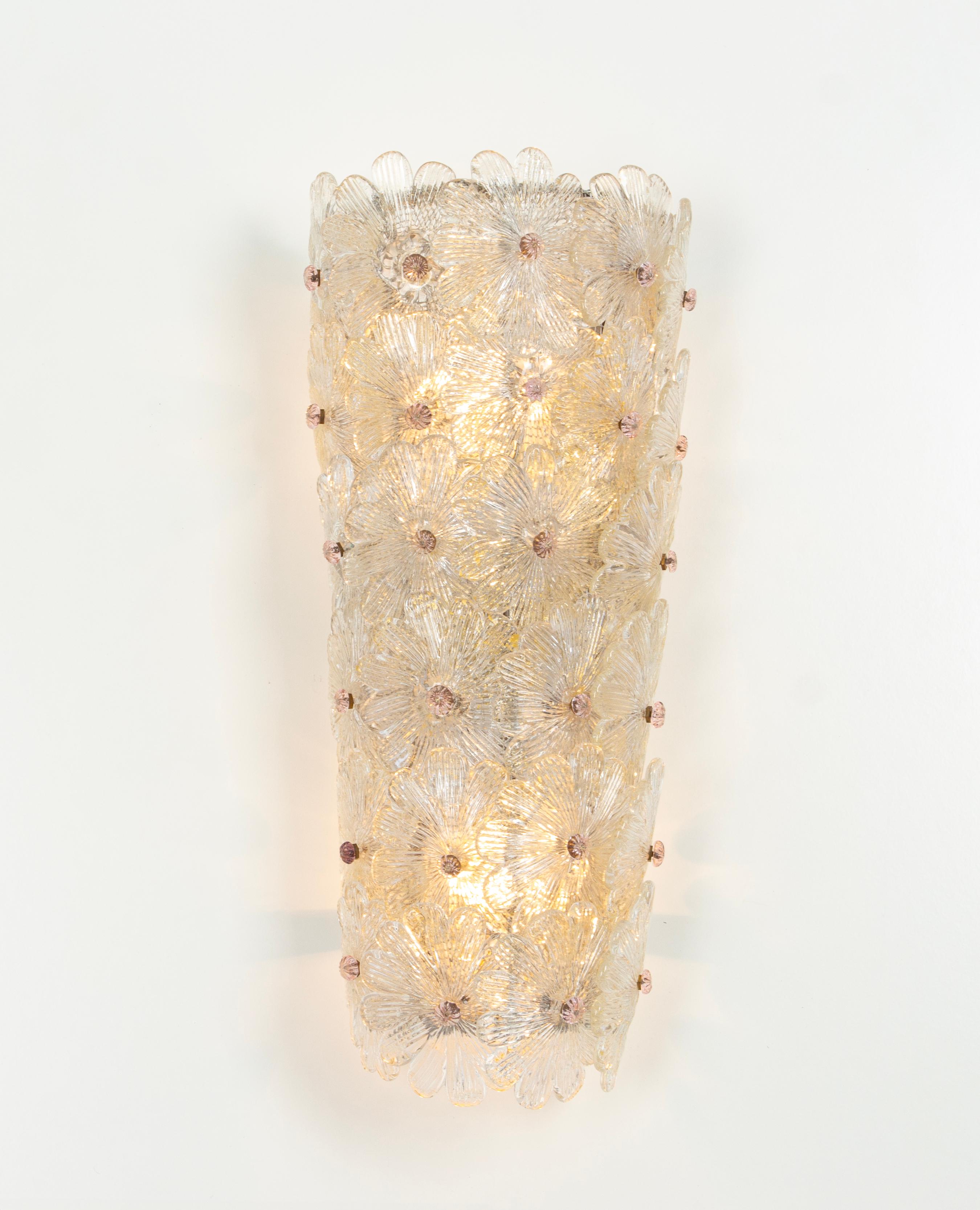 Single Large Murano Glass Wall Sconce by Barovier & Toso, Italy, 1970s For Sale 3