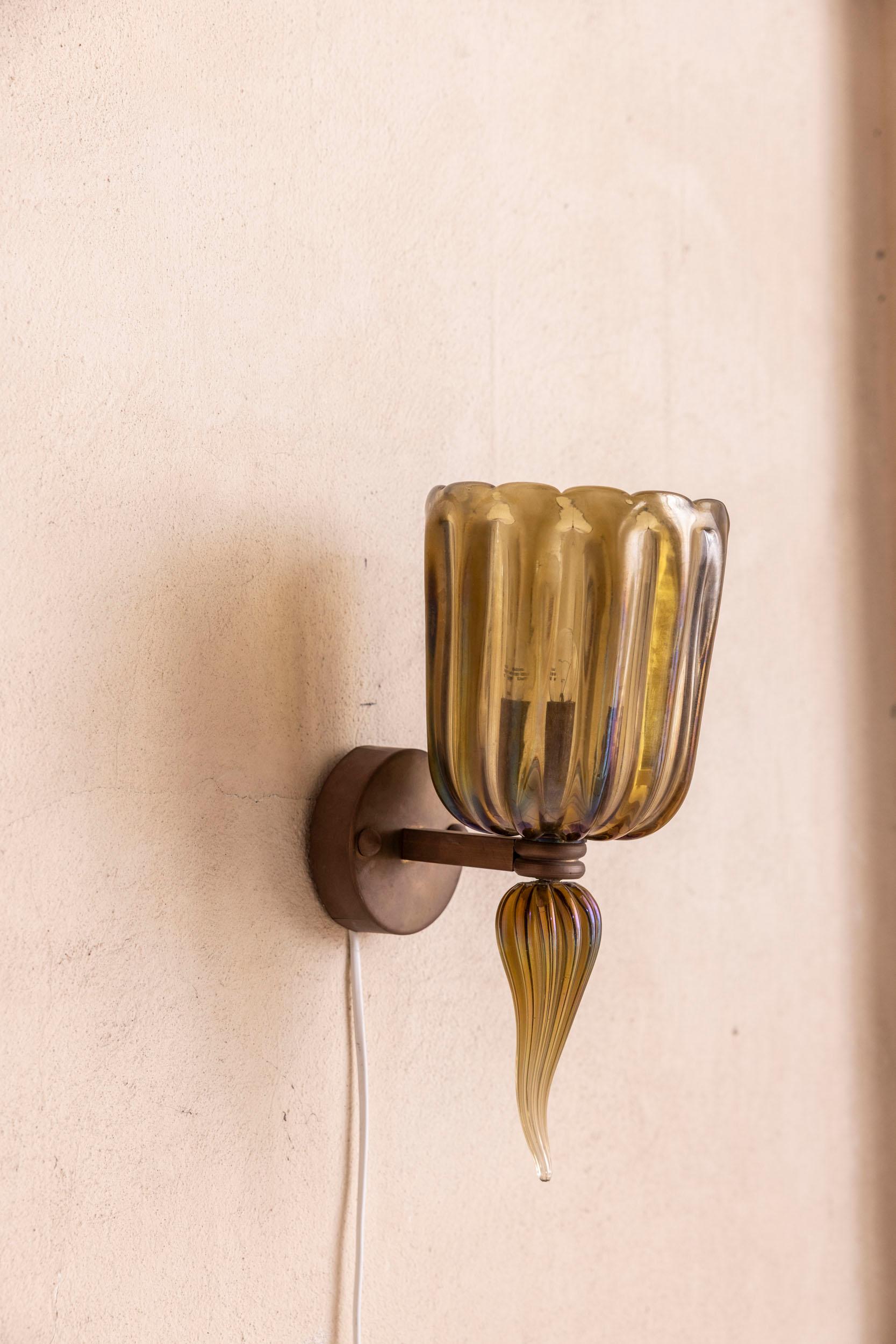 Single large Murano sconce by Seguso, Italy 1950 For Sale 4