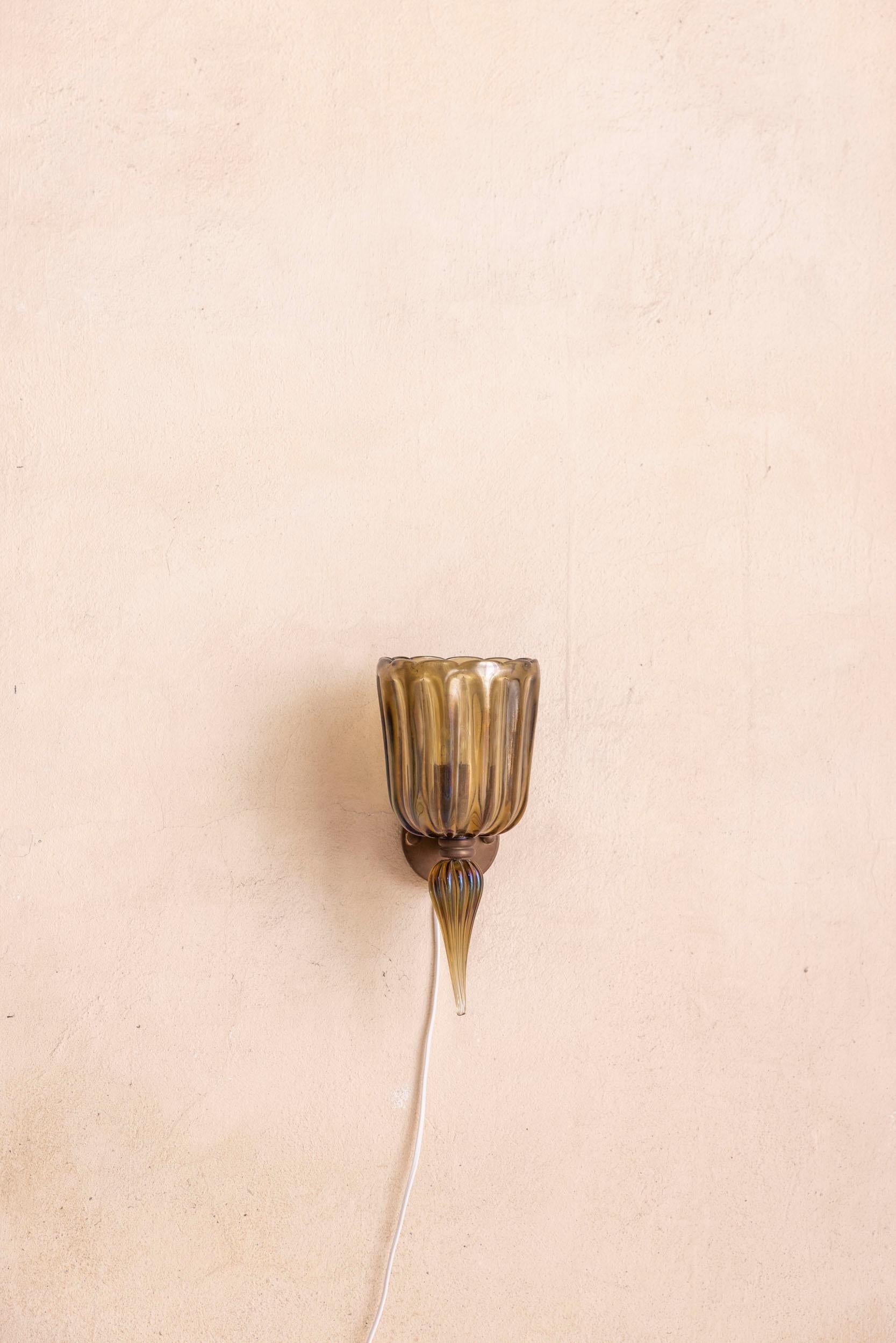 Single large Murano sconce by Seguso, Italy 1950 For Sale 5