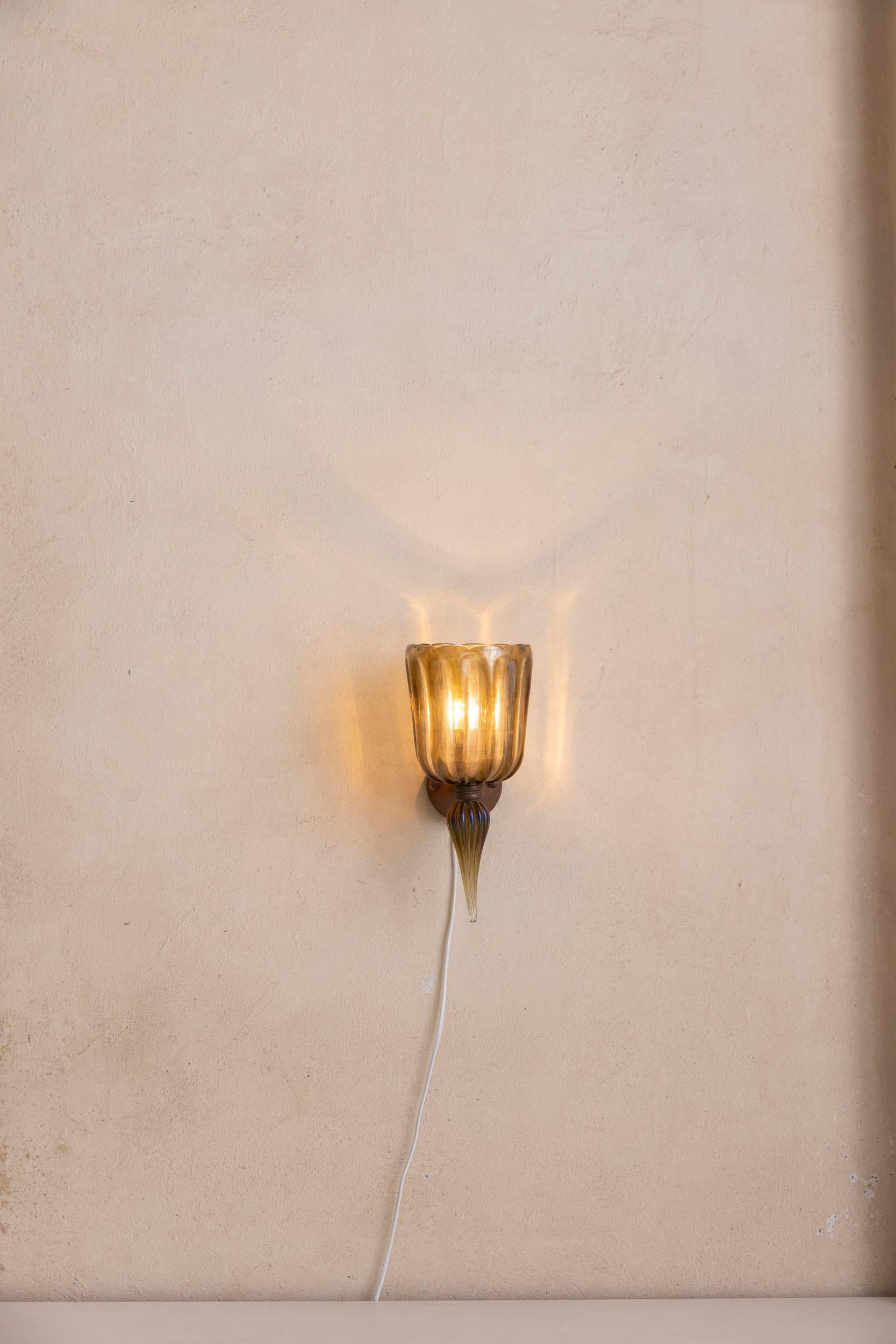 Single large Murano sconce by Seguso, Italy 1950 For Sale 3