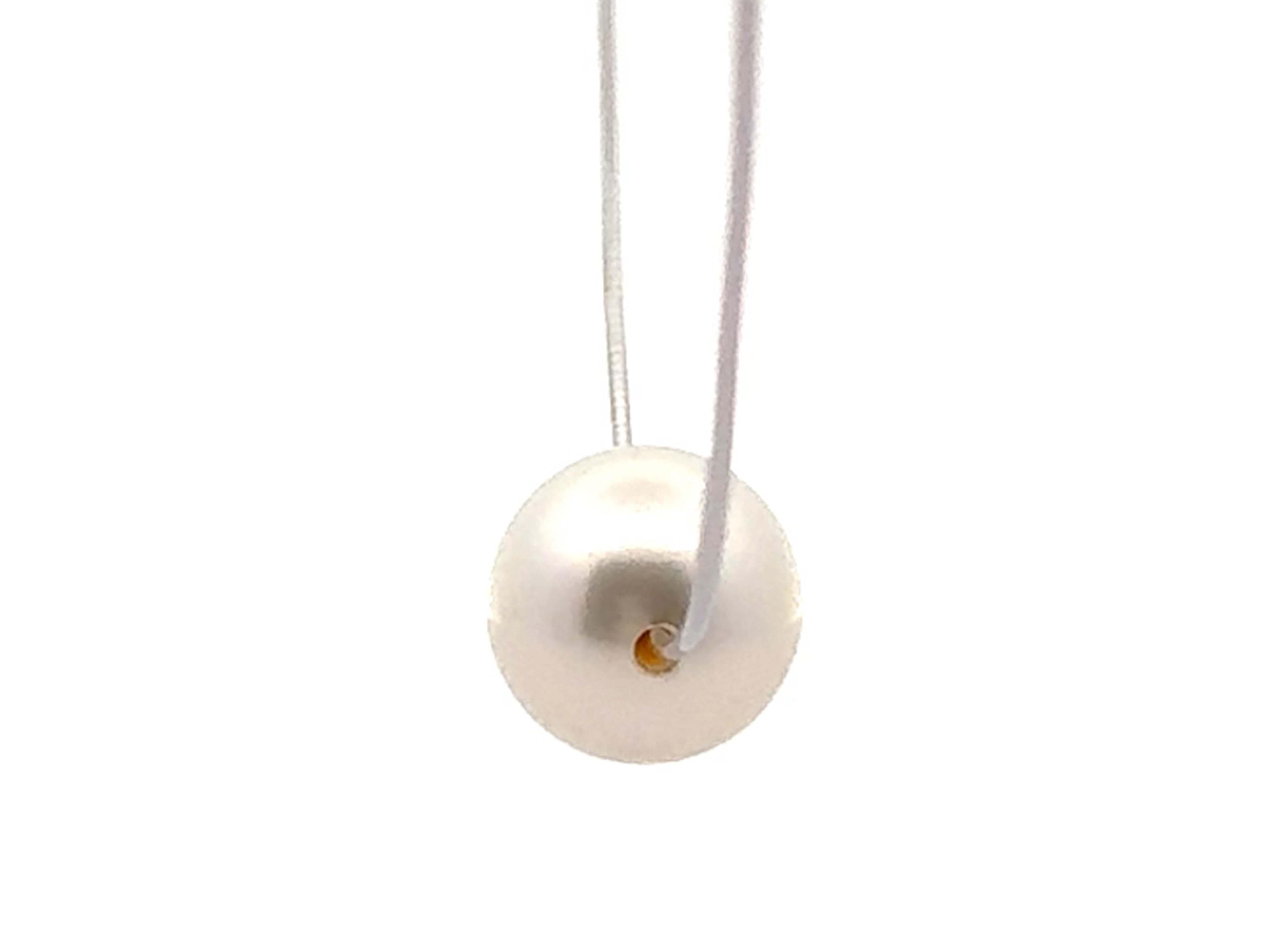 Collana a catena Omega con perla singola grande in oro bianco 14 carati In condizioni ottime in vendita a Honolulu, HI