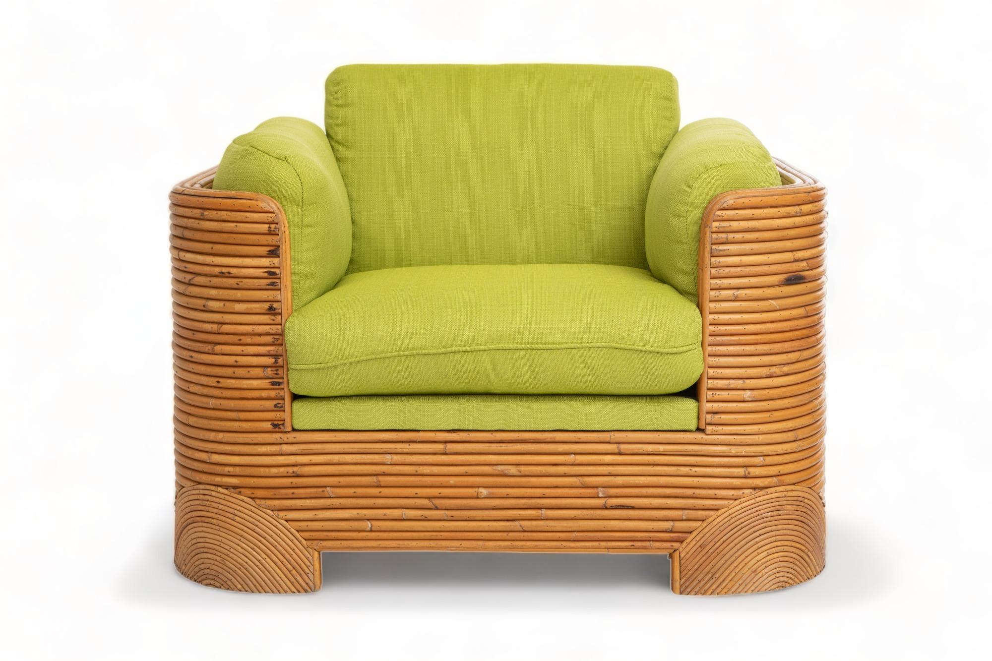 Organic Modern Single Large Split Bamboo Lounge Chair, 1970's