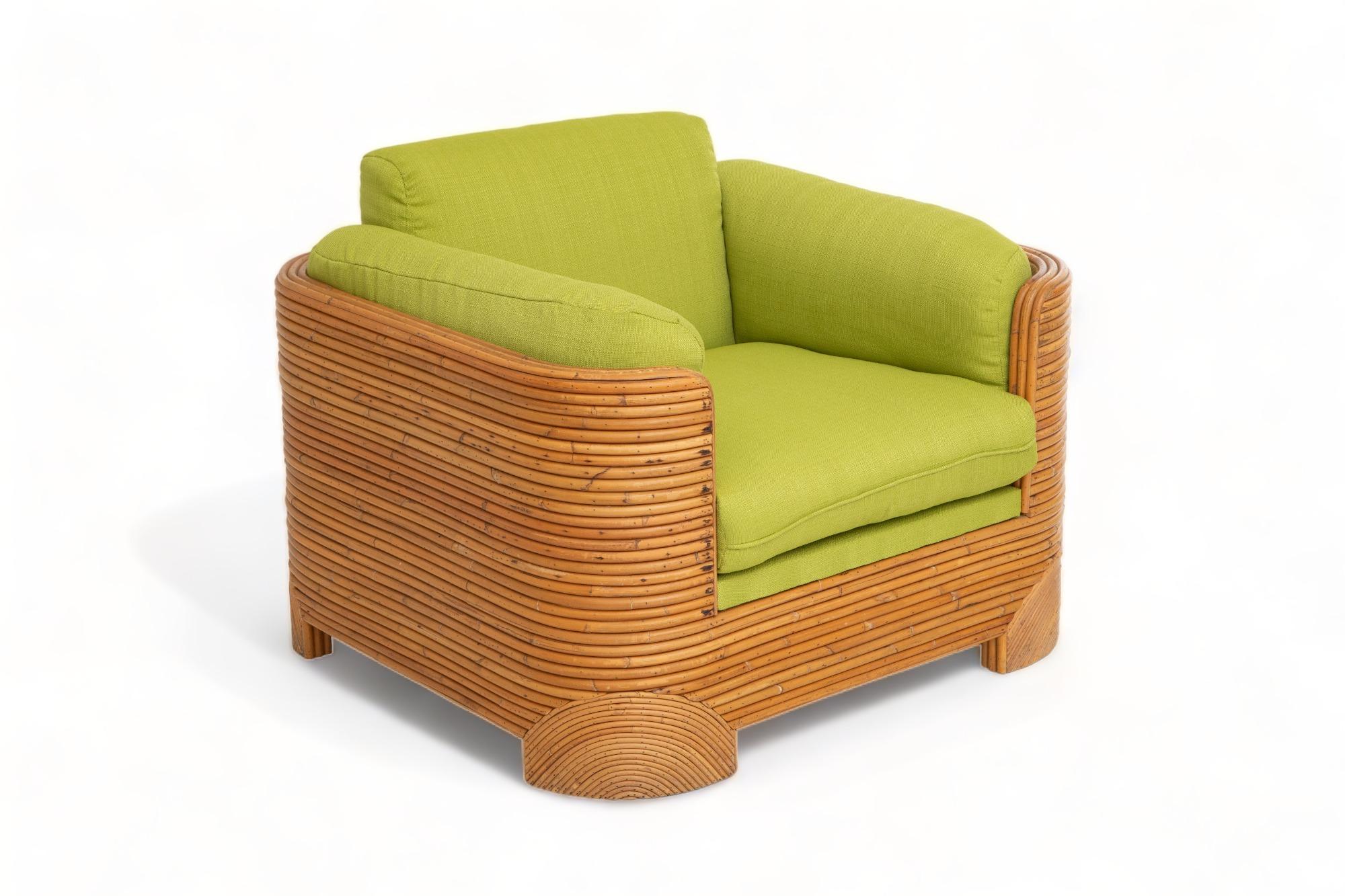 American Single Large Split Bamboo Lounge Chair, 1970's