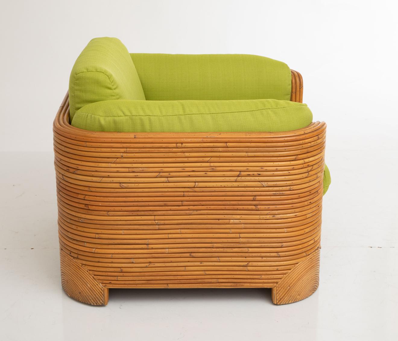Sillón individual grande de bambú partido, años 70 Estadounidense en venta