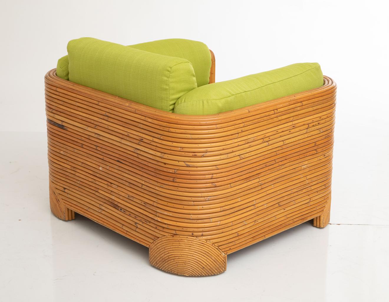 Sillón individual grande de bambú partido, años 70 finales del siglo XX en venta