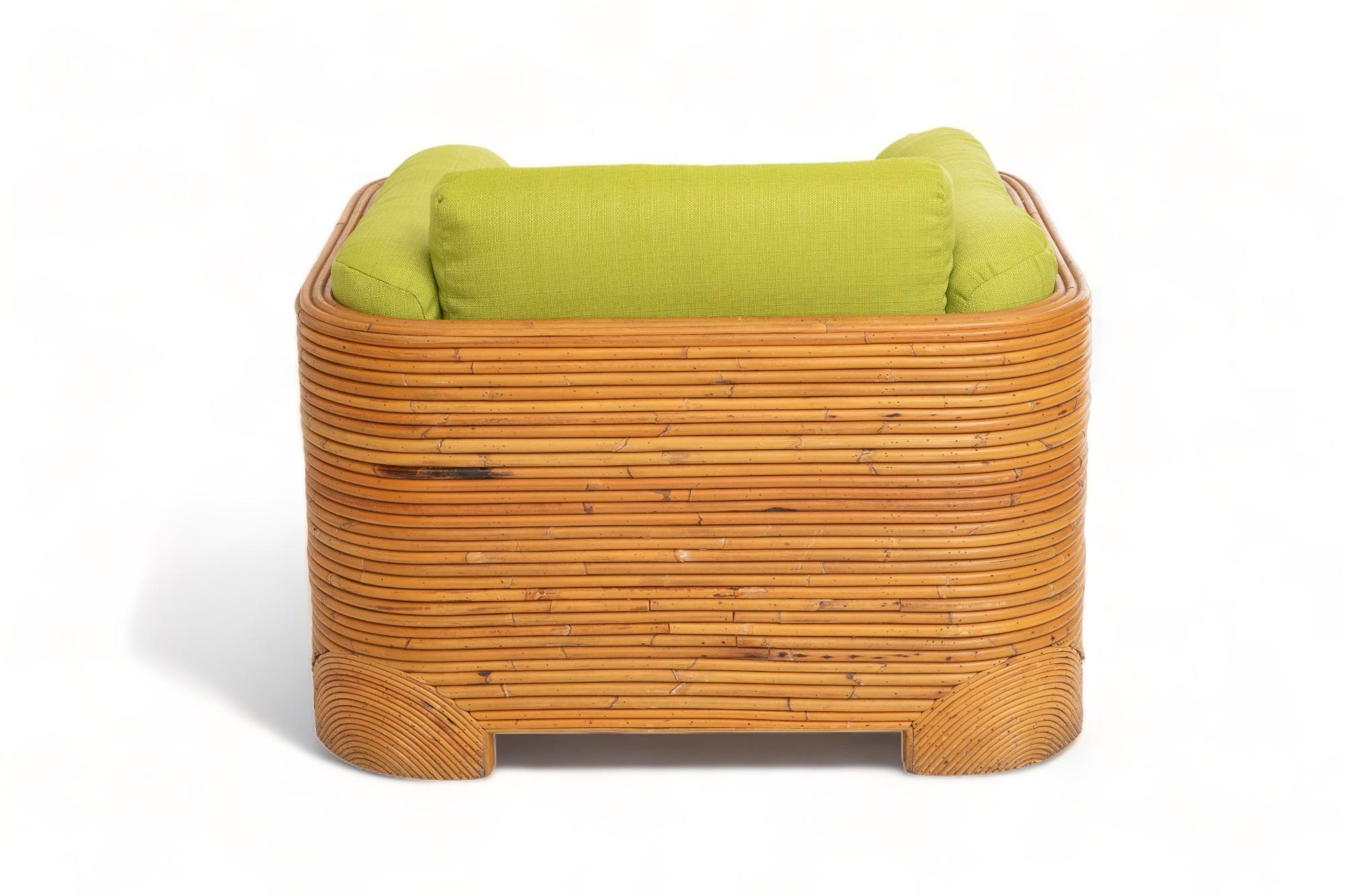 Single Large Split Bamboo Lounge Chair, 1970's 1
