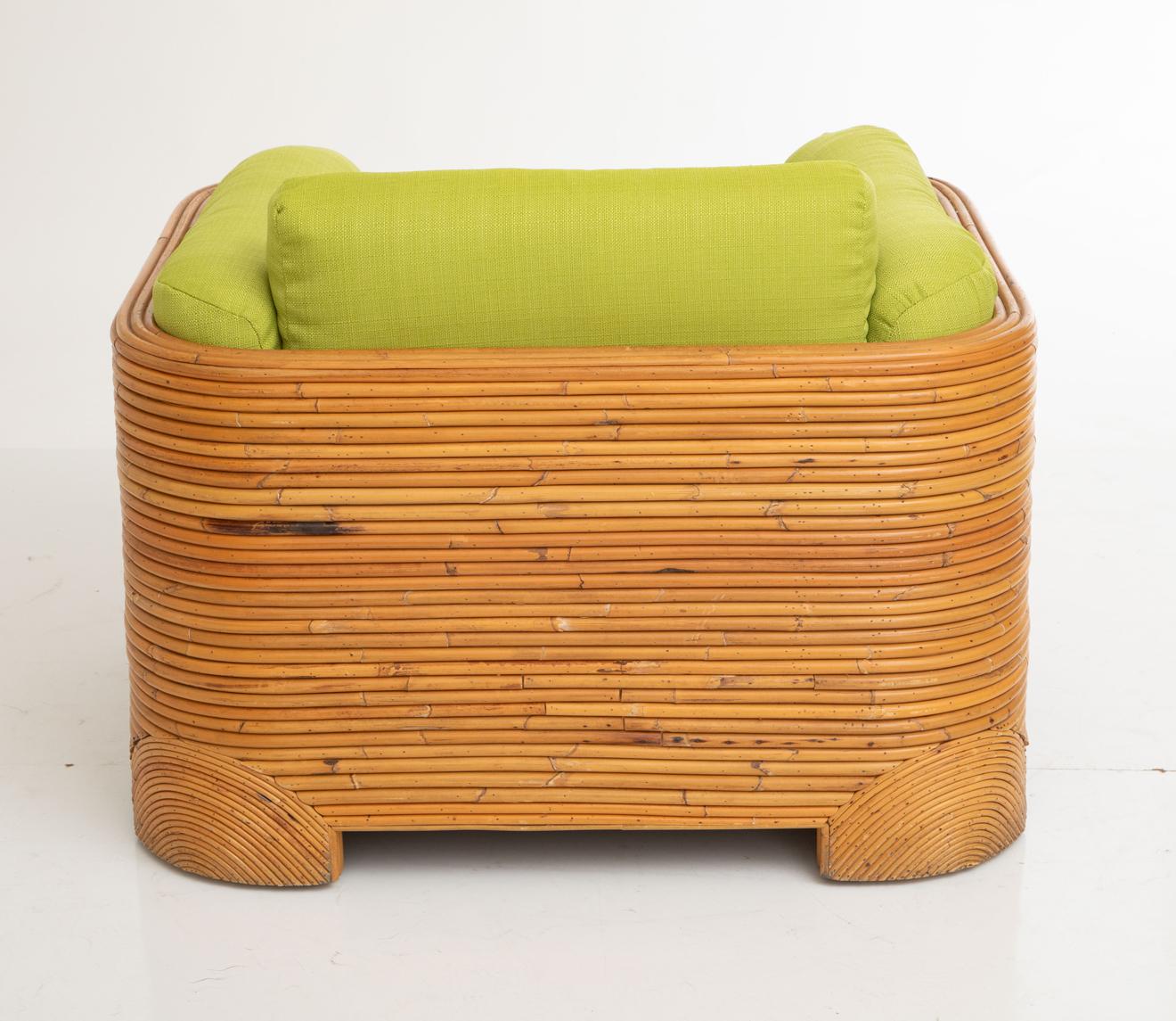 Sillón individual grande de bambú partido, años 70 Bambú en venta