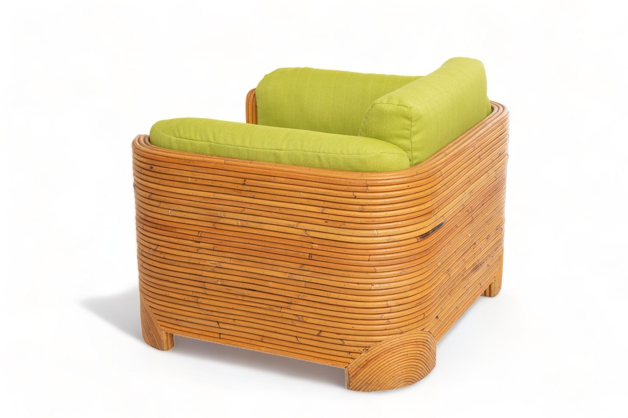 Single Large Split Bamboo Lounge Chair, 1970's 2
