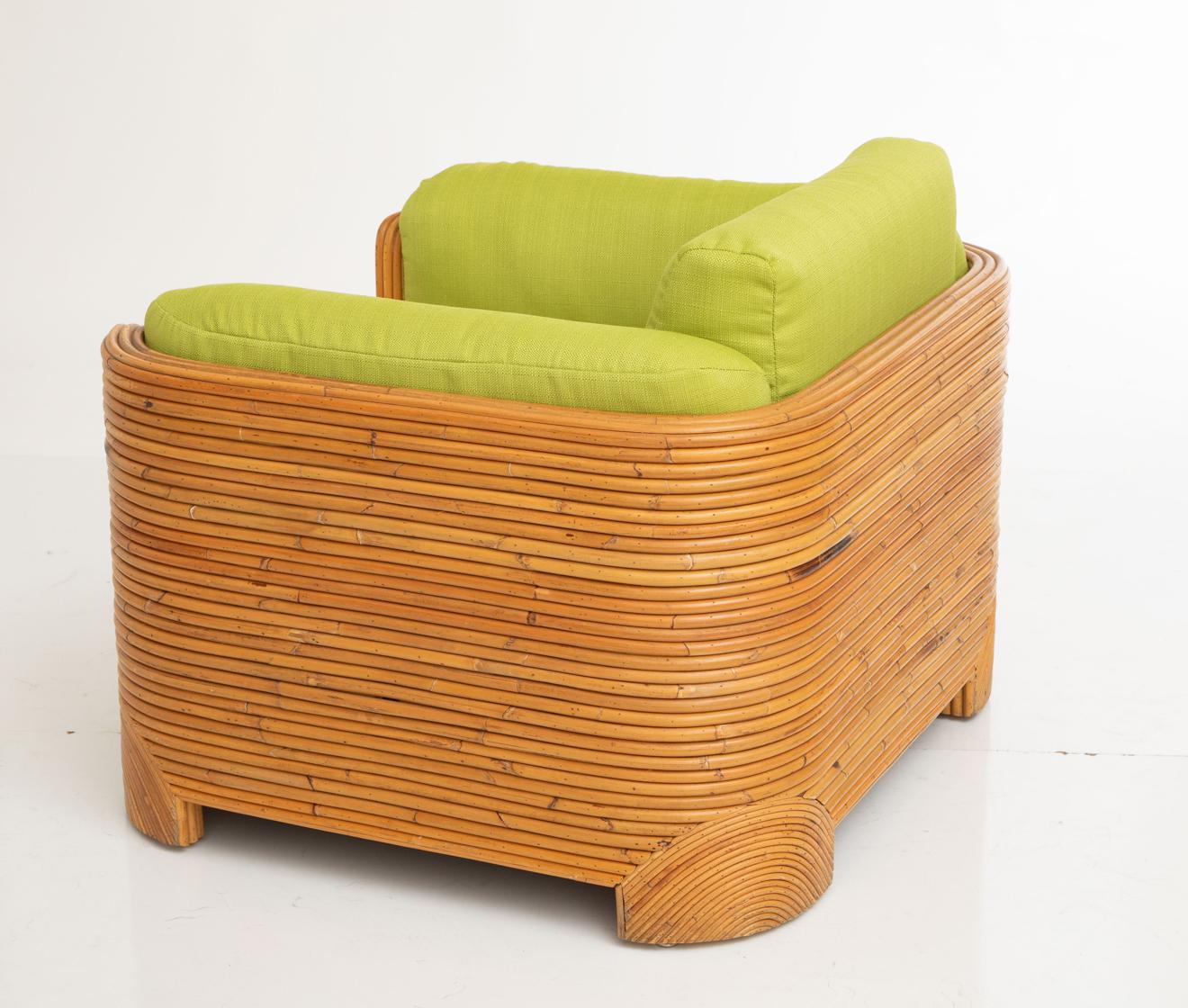 Sillón individual grande de bambú partido, años 70 en venta 2