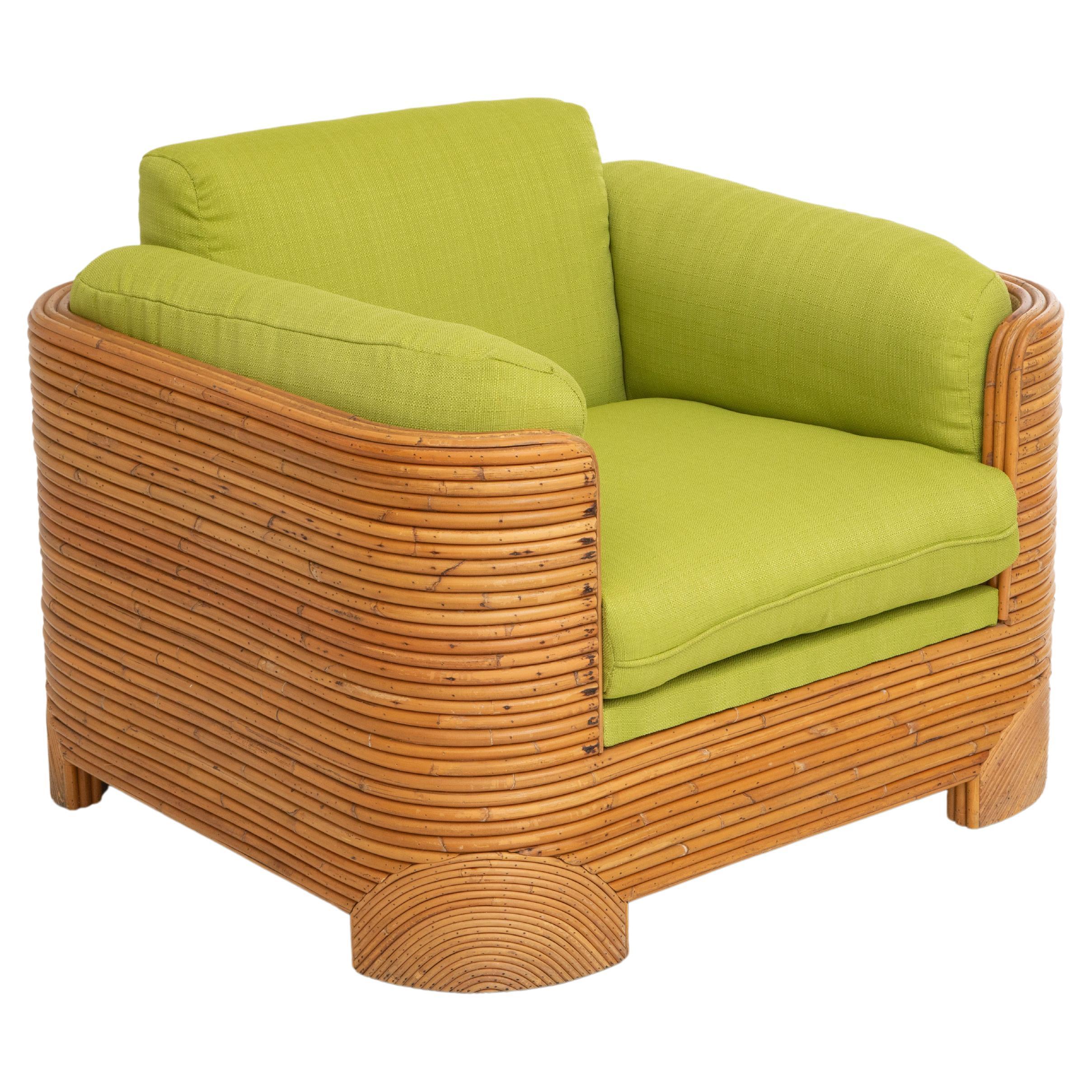 Single Large Split Bamboo Lounge Chair, 1970's
