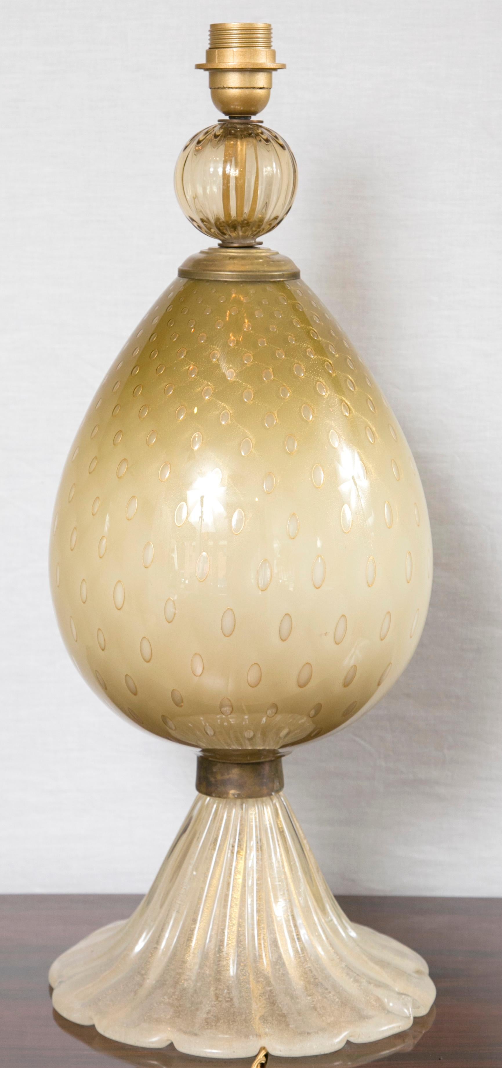 Blown Glass Single Large Vintage Murano Deco Style Lamp by Seguso For Sale