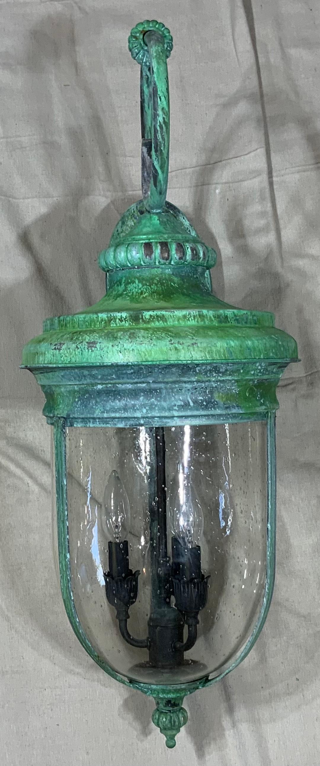 20th Century Single Large Vintage Pair of Handcrafted Wall-Mounted Copper-brass Lantern