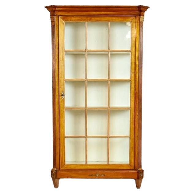 Single-Door Beech Display Cabinet, Mid-20th Century