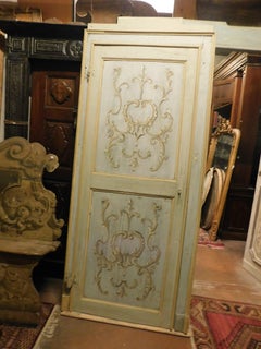 Single-leaf door, richly painted wood complete with original frame, Italy