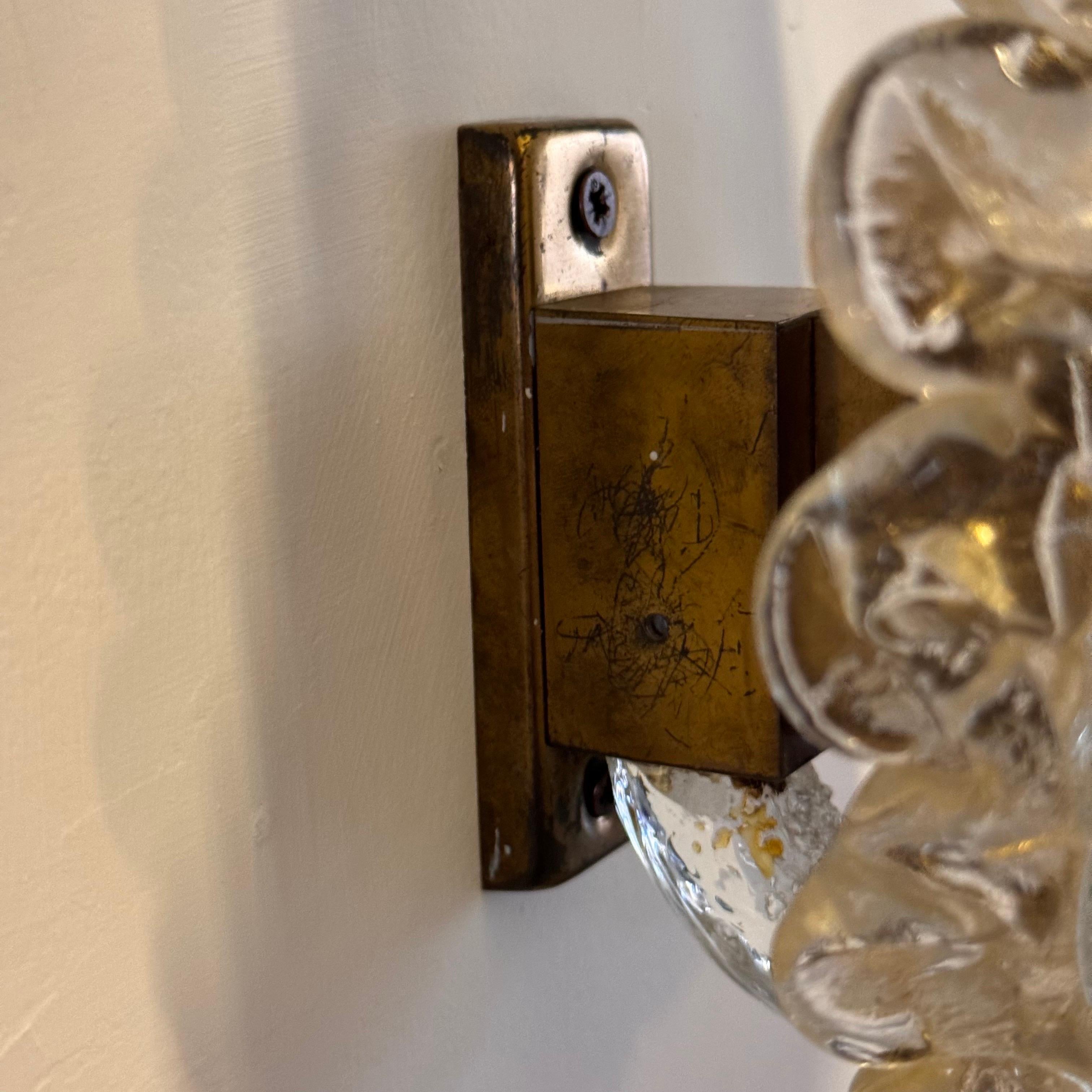 Single Leaf Sconce in Pulegoso Glass with Gold Accents by Barovier & Toso, 1950s For Sale 7