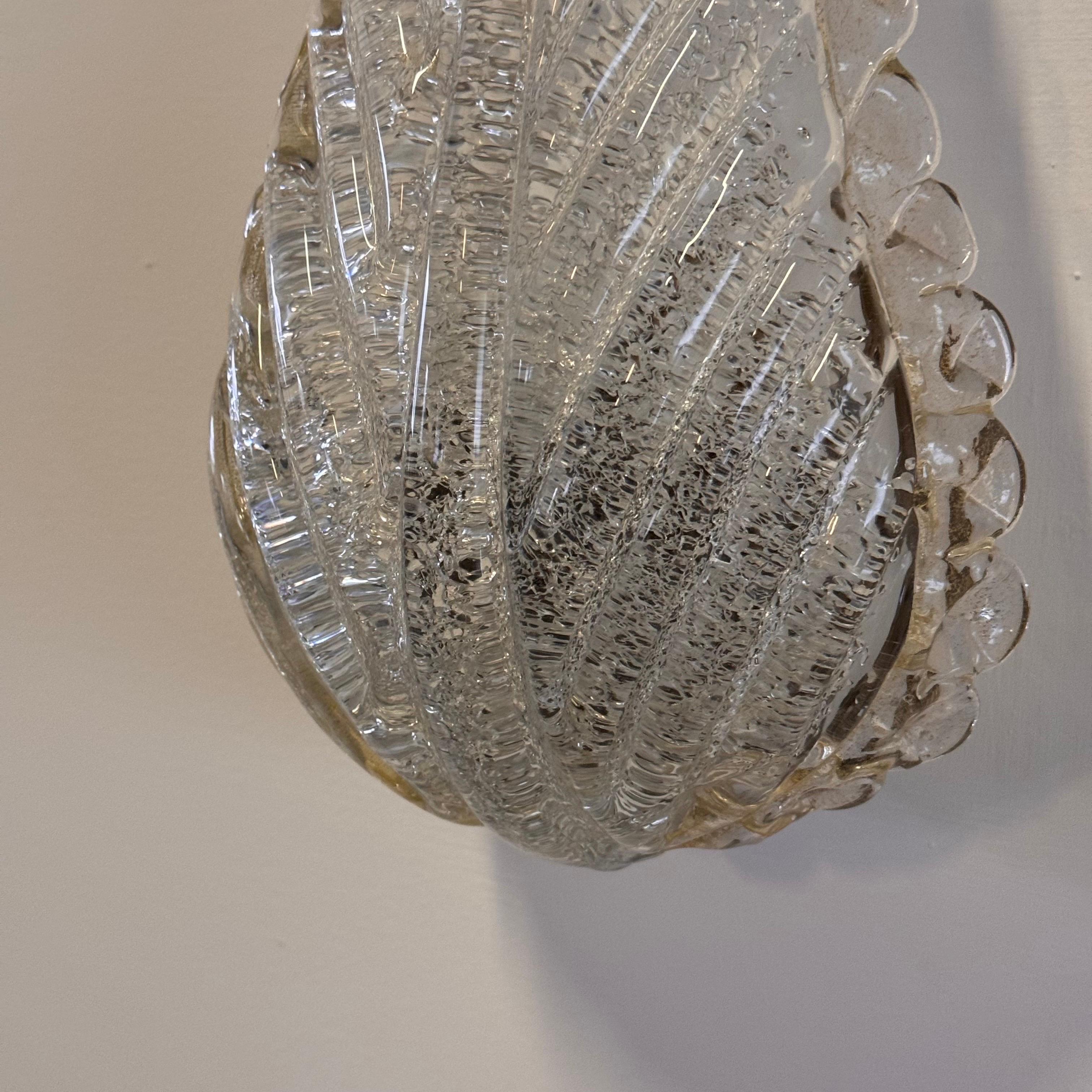 Single Leaf Sconce in Pulegoso Glass with Gold Accents by Barovier & Toso, 1950s For Sale 10