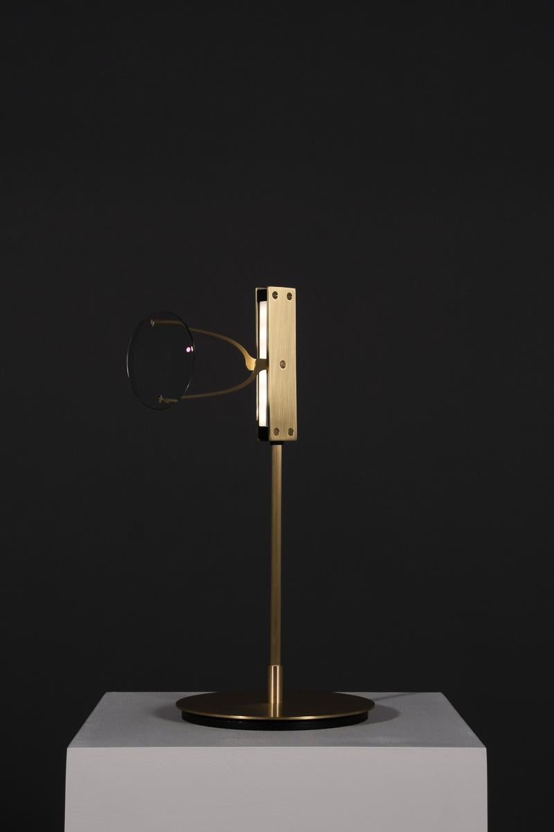 Hand-Crafted Single Lens Table Lamp by Object Density For Sale