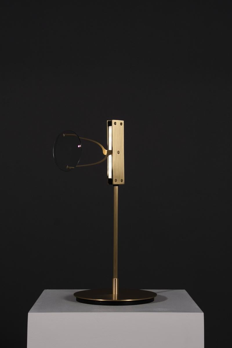 Hand-Crafted Single Lens Table Lamp by Object Density For Sale