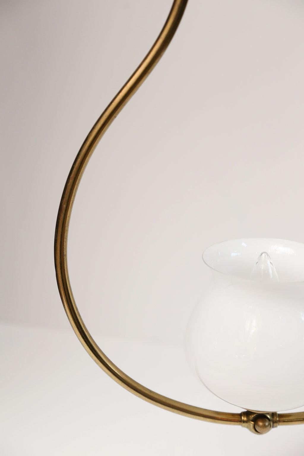 Simple Brass and Milk Glass Hall Lantern 4
