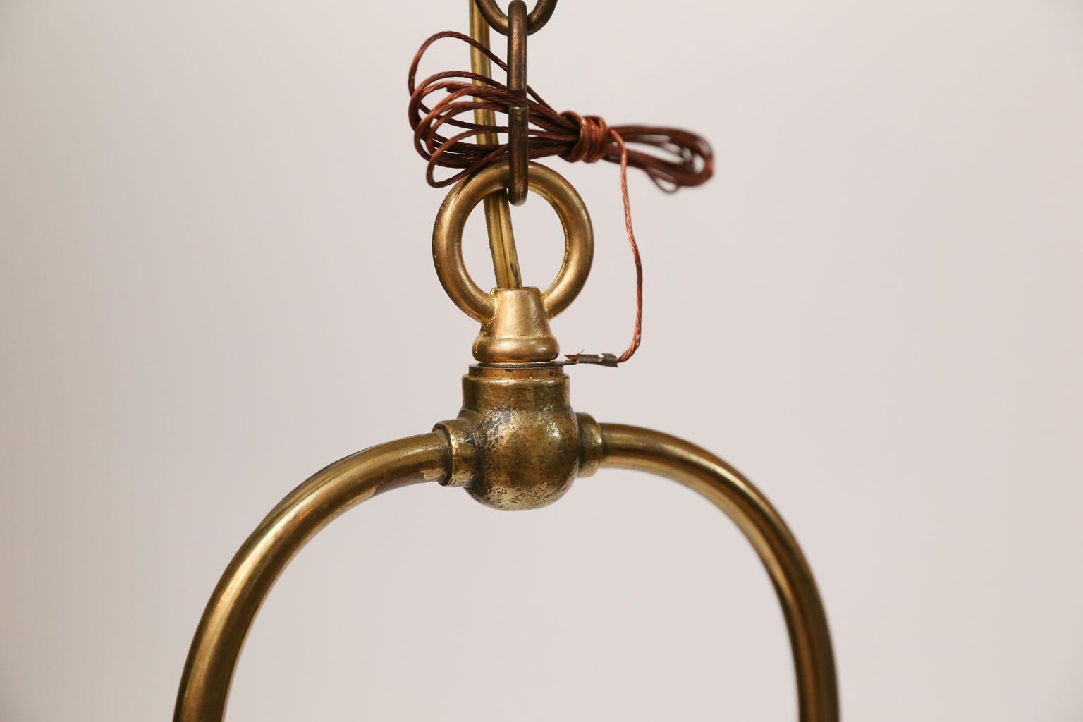 Simple Brass and Milk Glass Hall Lantern 5