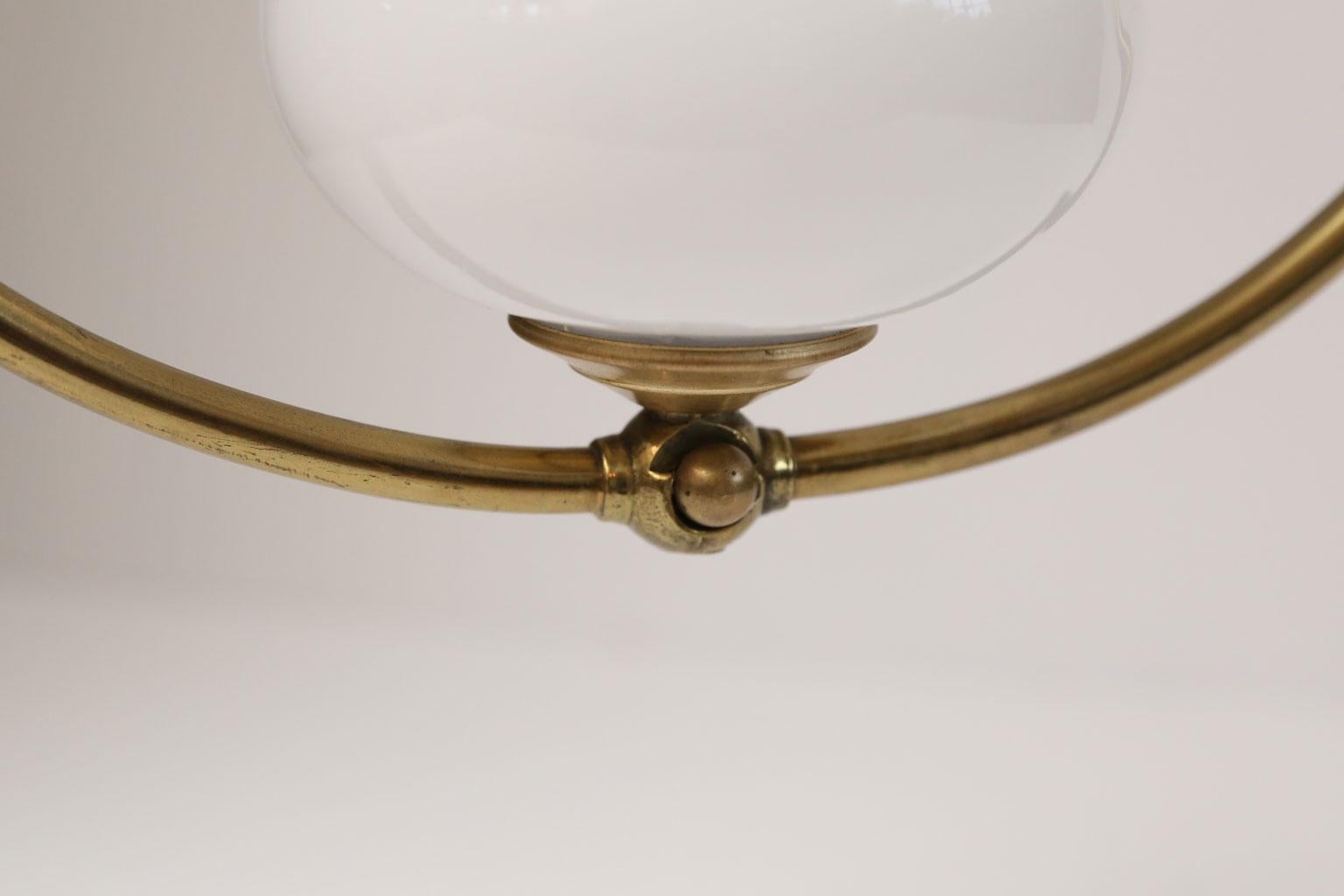 Simple Brass and Milk Glass Hall Lantern 2