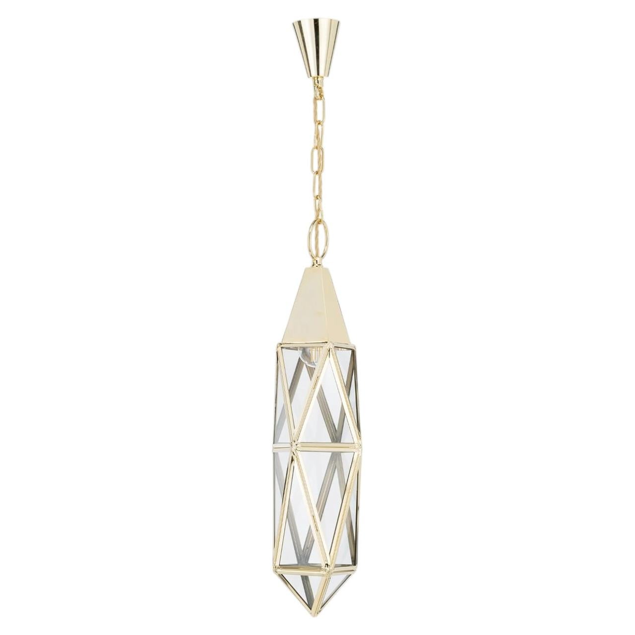 Single-light with Brass Structure Pendant Lamp #1 by Bronzetto For Sale