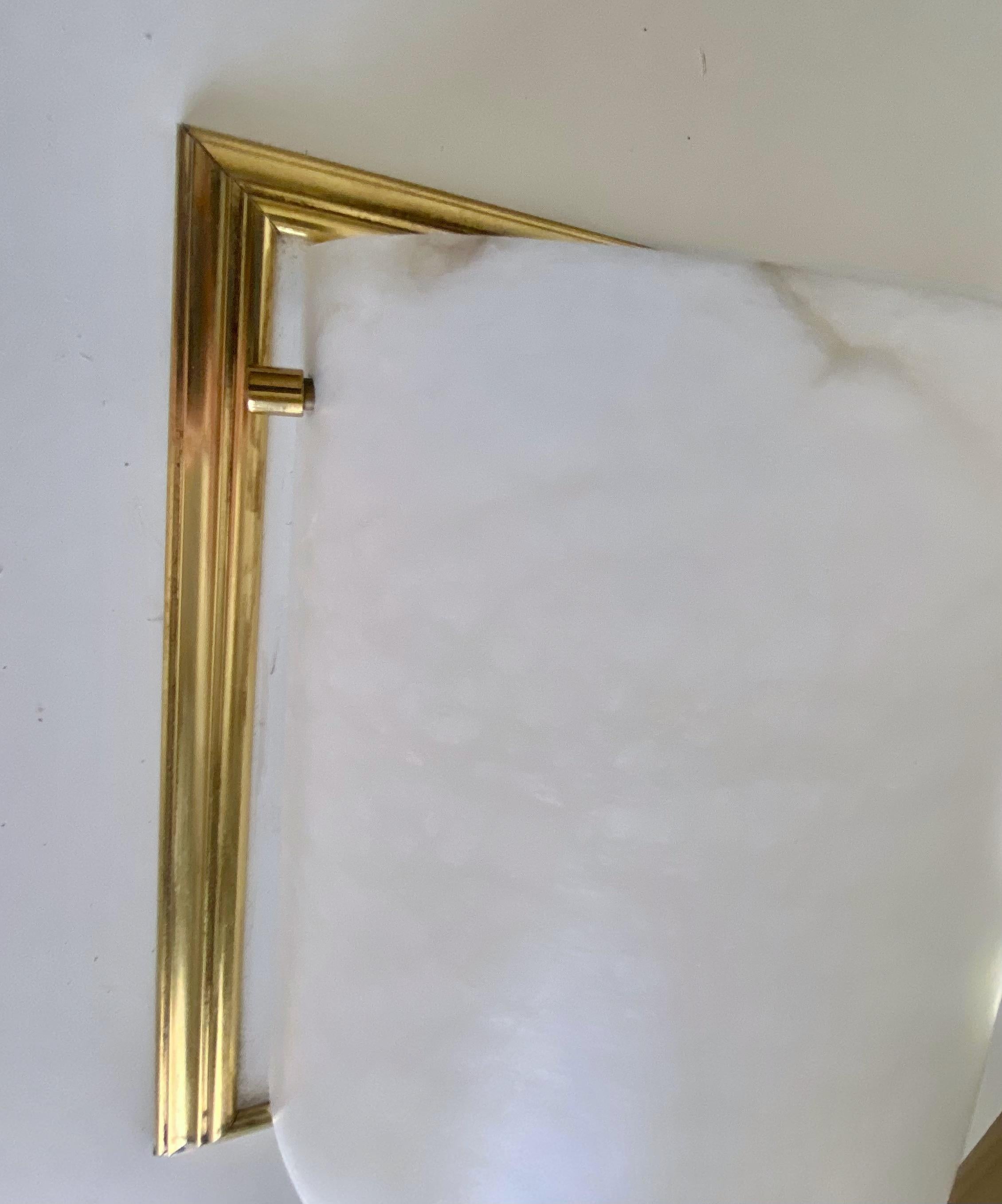 Single Lightolier Alabaster Brass Wall Sconce For Sale 12
