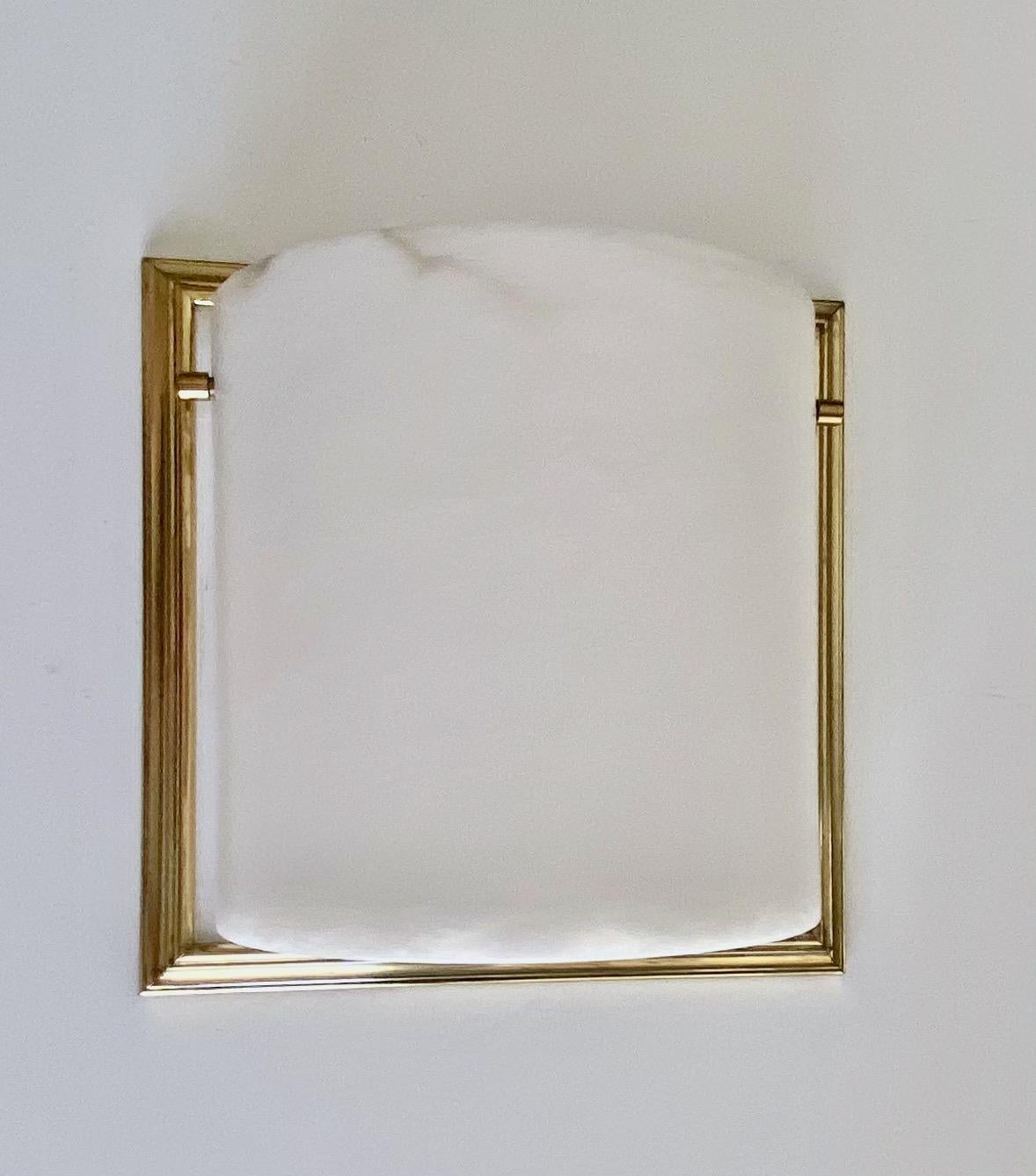 American Single Lightolier Alabaster Brass Wall Sconce For Sale