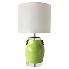 Single Lime Green Glazed Ceramic Table Lamp, 1980s