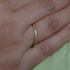 Single Line Chrome Diopside 14k Yellow Gold Full Eternity Band Ring Jewelry