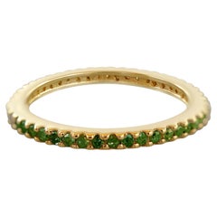 Single Line Chrome Diopside 14k Yellow Gold Full Eternity Band Ring Jewelry