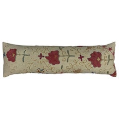 Single Long Antique Silk Embroidery Suzani Pillow