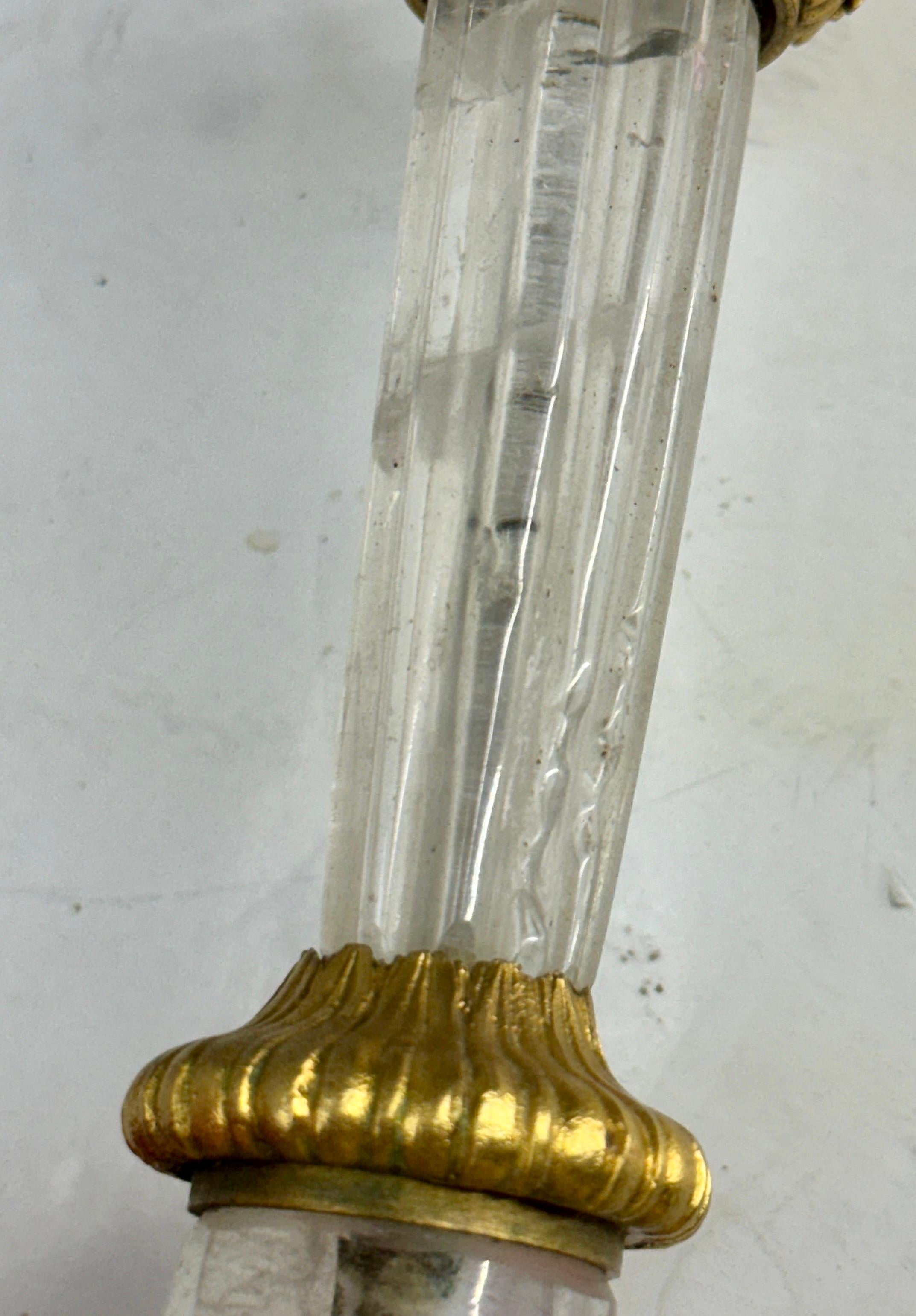 Single Louis XVI Ormolu Gilt and Rock Crystal Candlestick, 18th Century France  For Sale 6