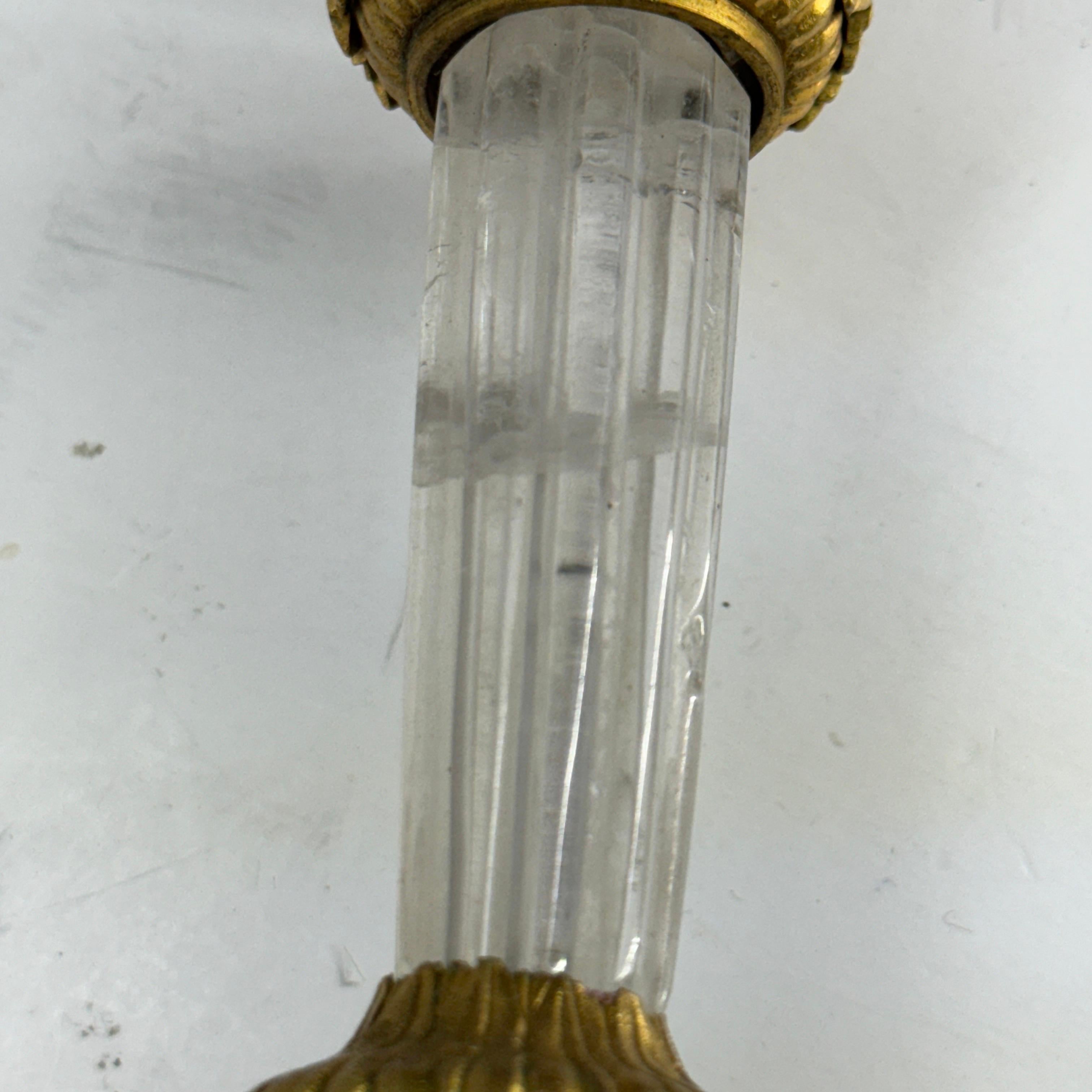 Single Louis XVI Ormolu Gilt and Rock Crystal Candlestick, 18th Century France  For Sale 7