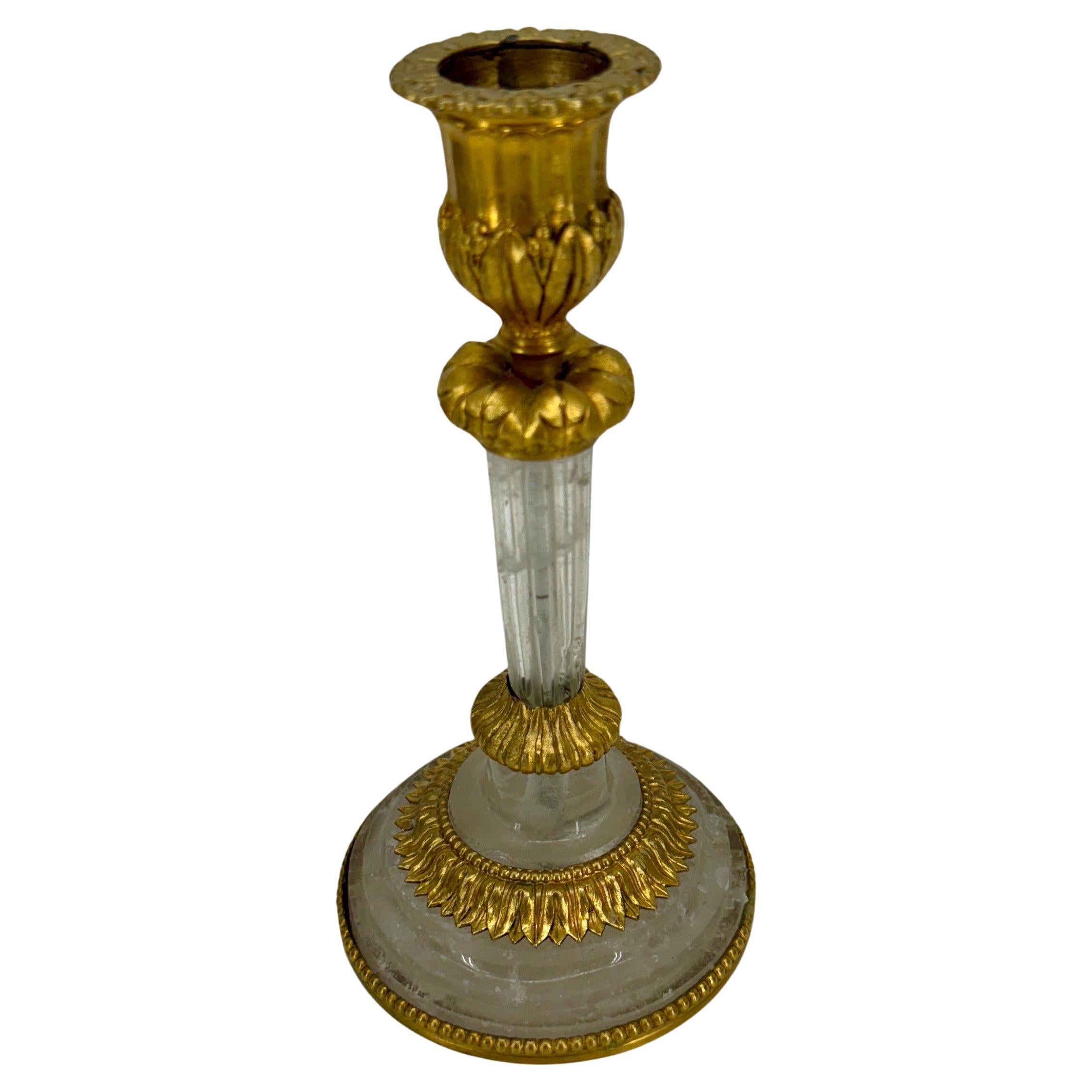 19th Century Single Louis XVI Ormolu Gilt and Rock Crystal Candlestick, 18th Century France  For Sale