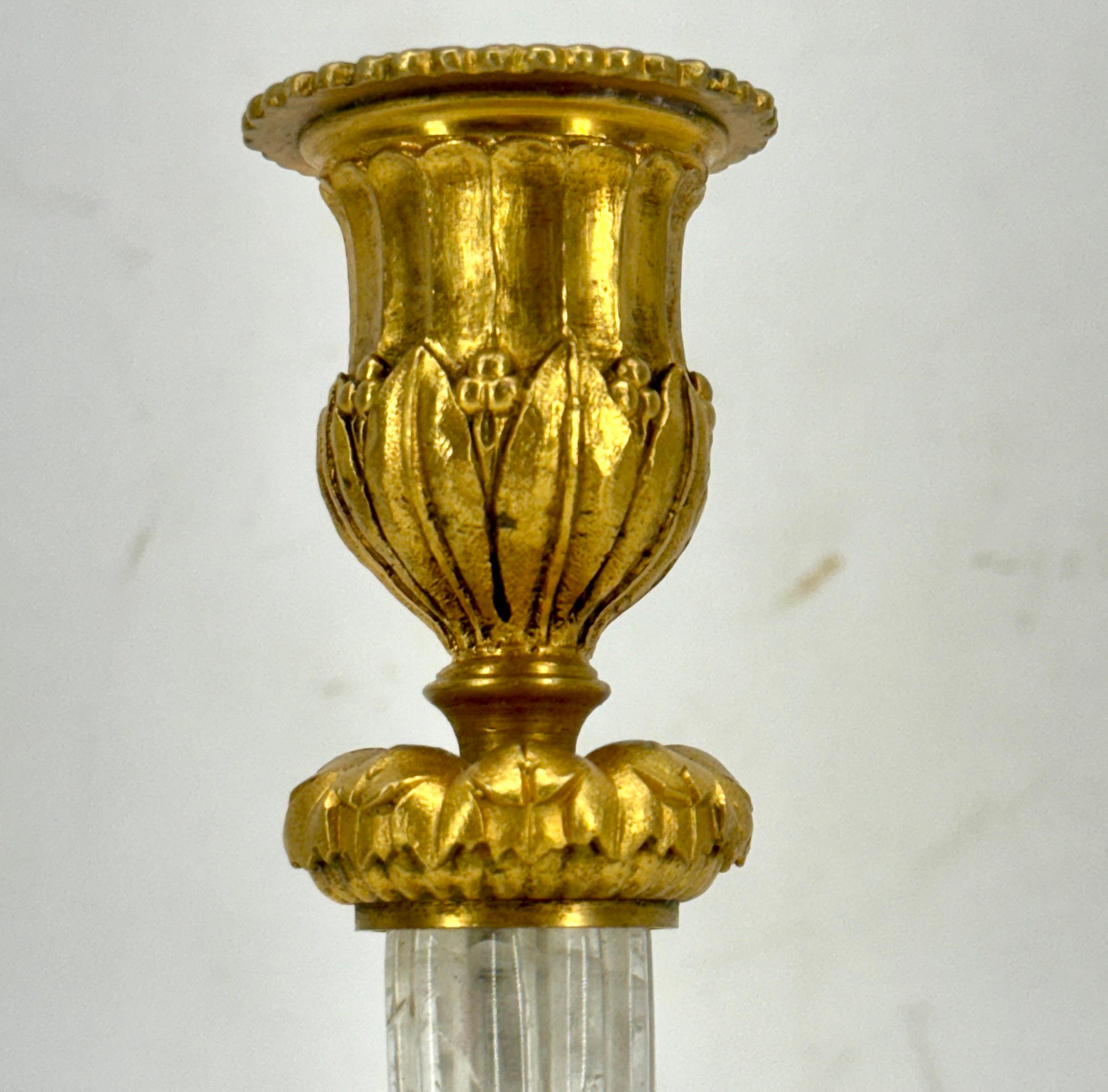 Single Louis XVI Ormolu Gilt and Rock Crystal Candlestick, 18th Century France  For Sale 1