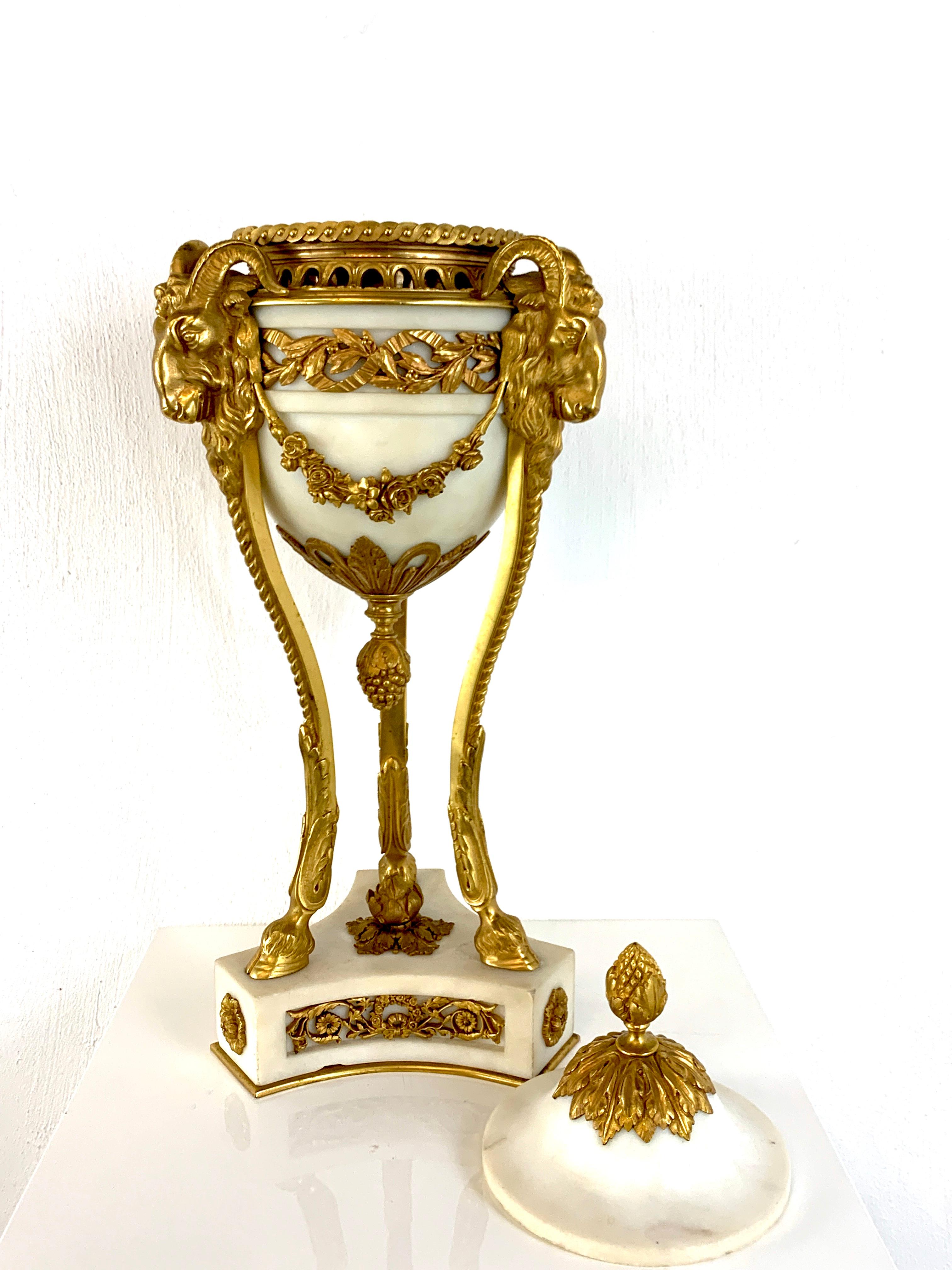 Single Louis XVI Style Ormolu and Marble Neoclassical Cassolette/Urn For Sale 7