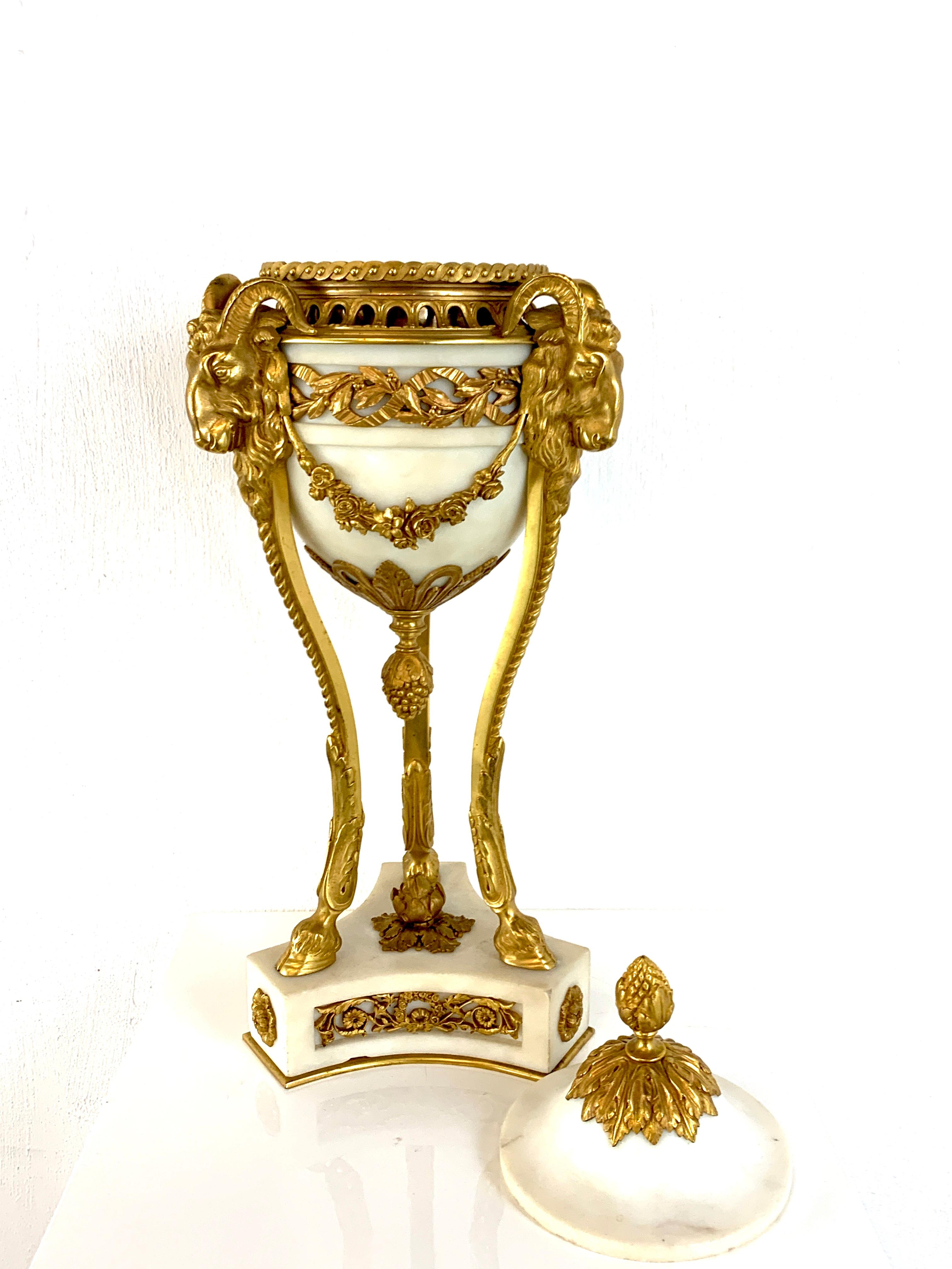 Single Louis XVI Style Ormolu and Marble Neoclassical Cassolette/Urn For Sale 4