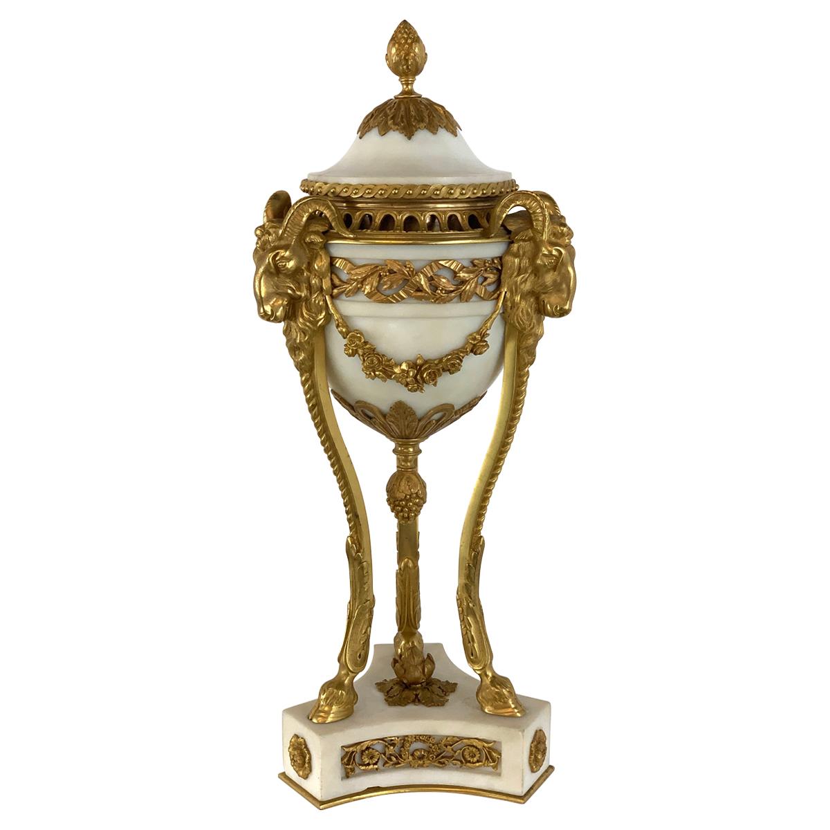 Single Louis XVI Style Ormolu and Marble Neoclassical Cassolette/Urn For Sale