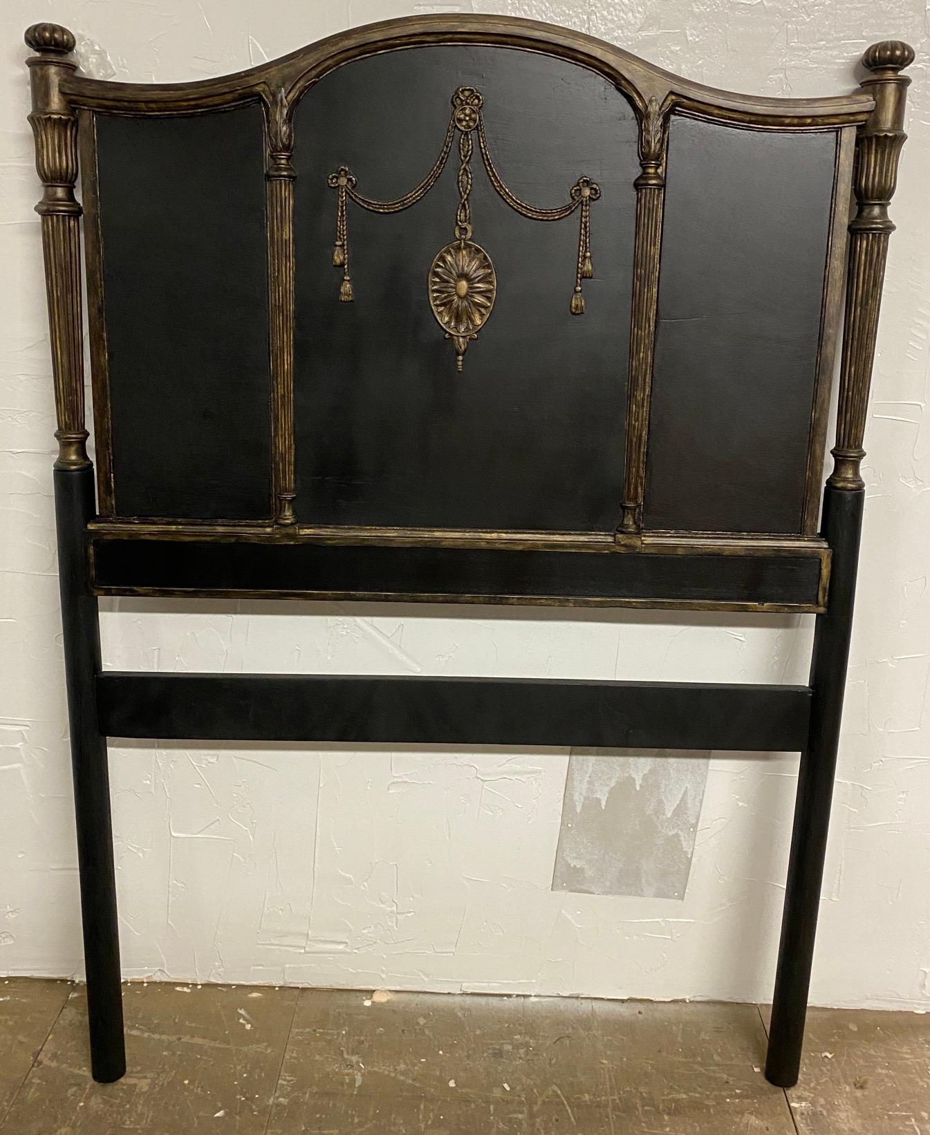 Louis XVI style headboard for a single or twin bed. Great style -- hand painted with gold 