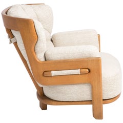 Single Lounge Chair in Oak by Guillerme et Chambron, France, 1960s