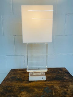 Single Lucite and Brass Mid-Century Modern Art Deco Style Table / Desk Lamp