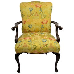 Single Mahogany Armchair with Oriental Style Upholstery