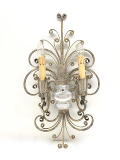 Single monumental Italian Crystal Urn Motif Flower Wall Sconce by Banci Florence