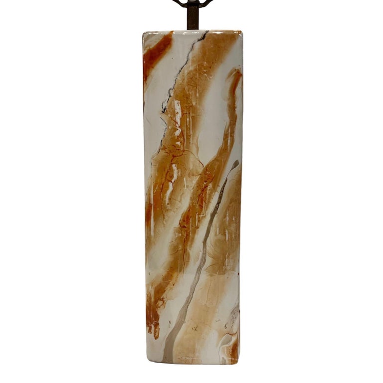 Single Marble Glazed Ceramic Lamp For Sale at 1stDibs