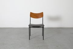 Single Martin Visser Style Teak and Skai Side Chair with Enameled Metal Frame
