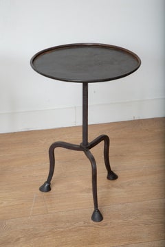 Single Martini Tripod Hand Forged Hoof Feet Side Table, in Stock