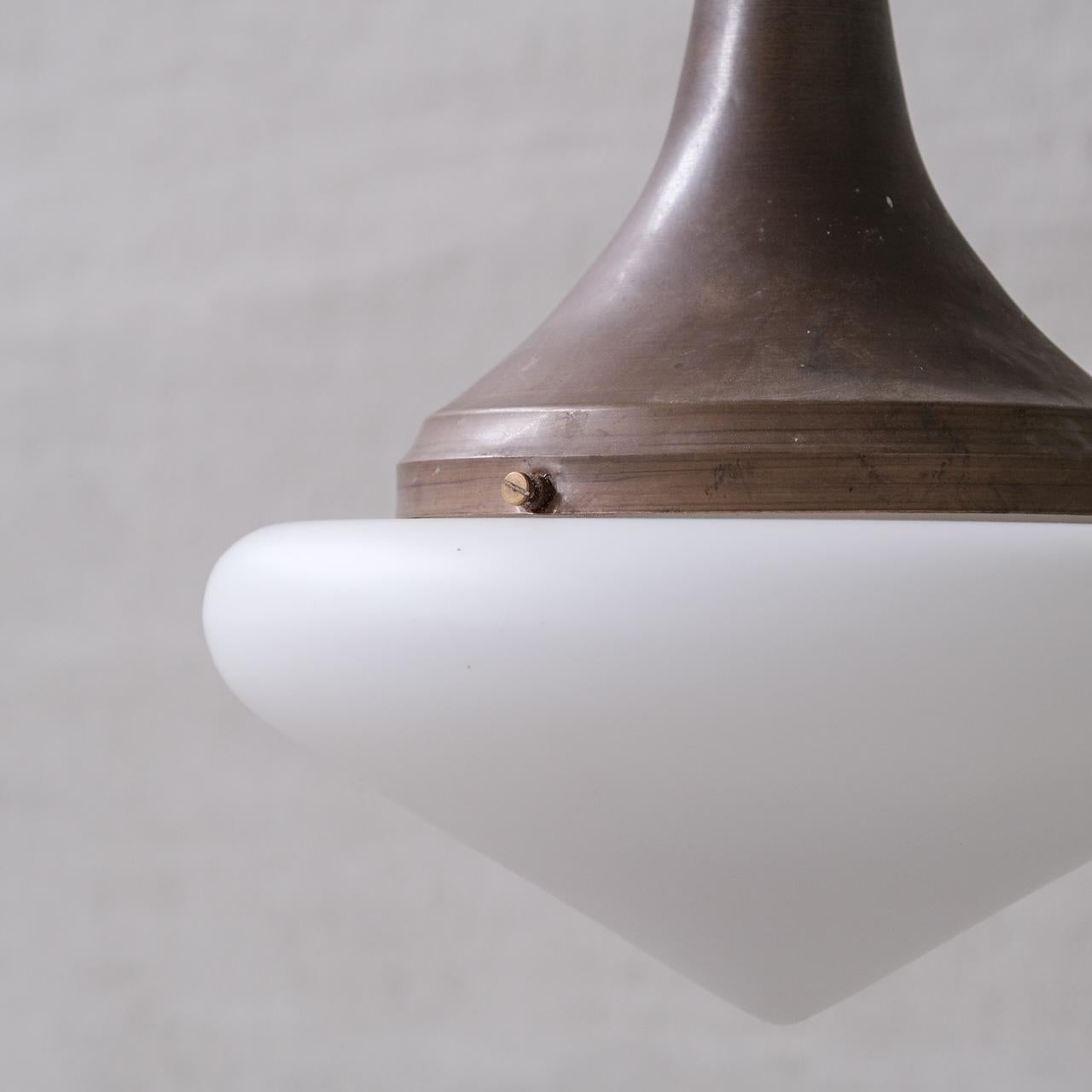 20th Century Single Matt Opaline Glass Mid-Century Pendant Light For Sale